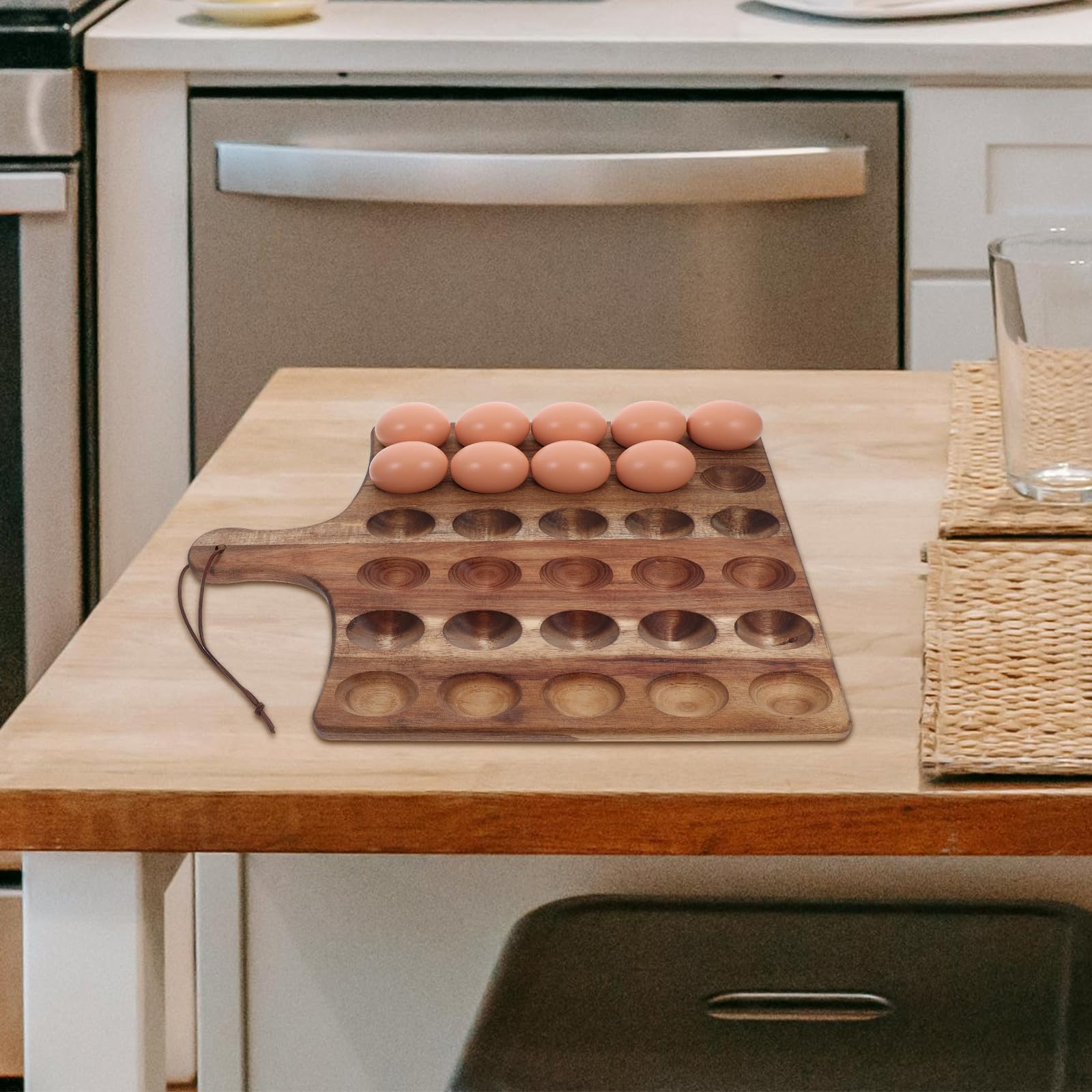 Artibetter Bandeja para Huevos Rellenos de Madera con Compartimentos, Diseño Multifuncional Resistente Deformación para Cocinas y Otros Espacios