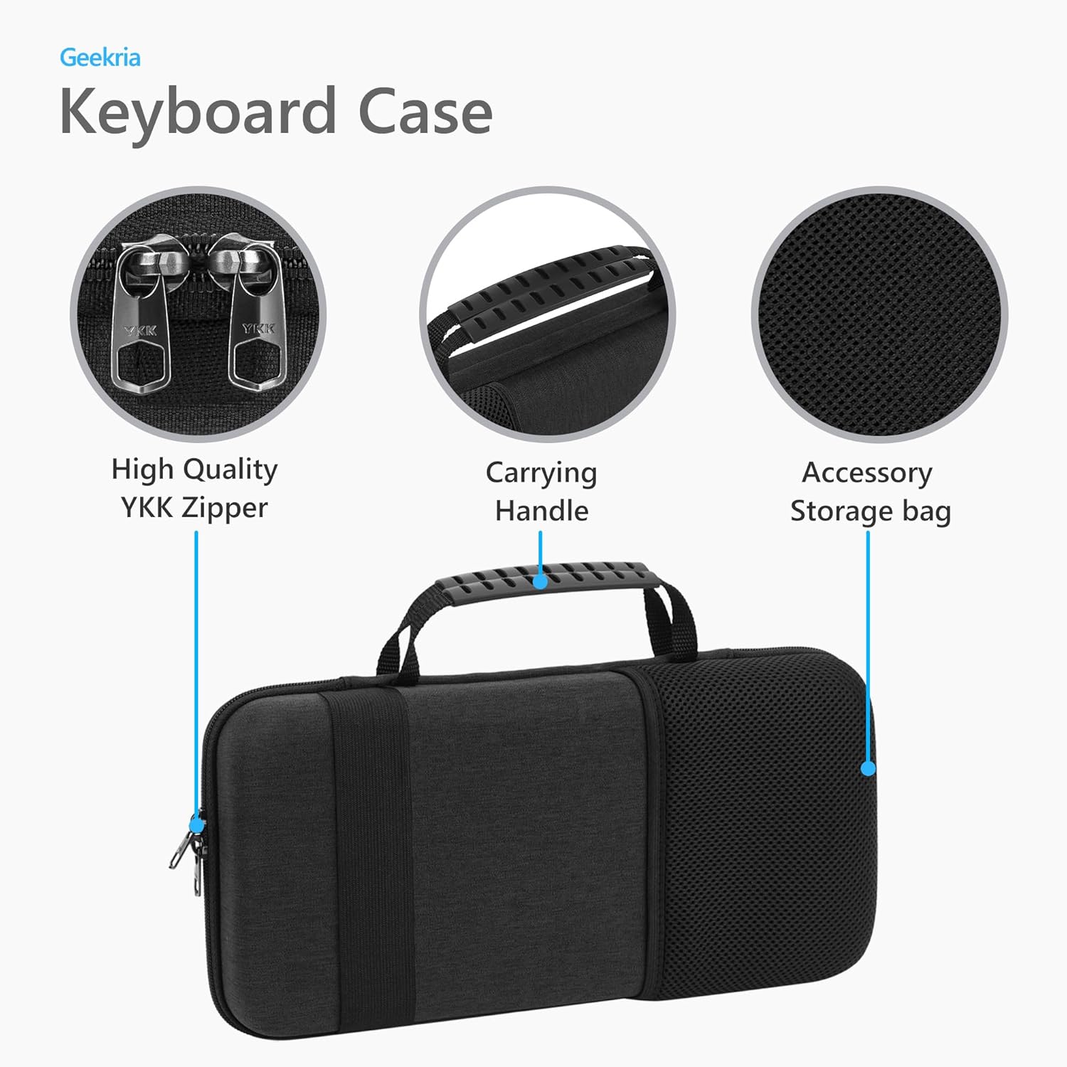 GEEKRIA 75% 84-key Keyboard Case, Hard Shell Travel Carrying Bag, Compatible with Keychron K2 HE, EPOMAKER x Aula F75, ASUS ROG Azoth Extreme 75/Falchion Ace 75 HE, Womier S K80 (Dark Gray)