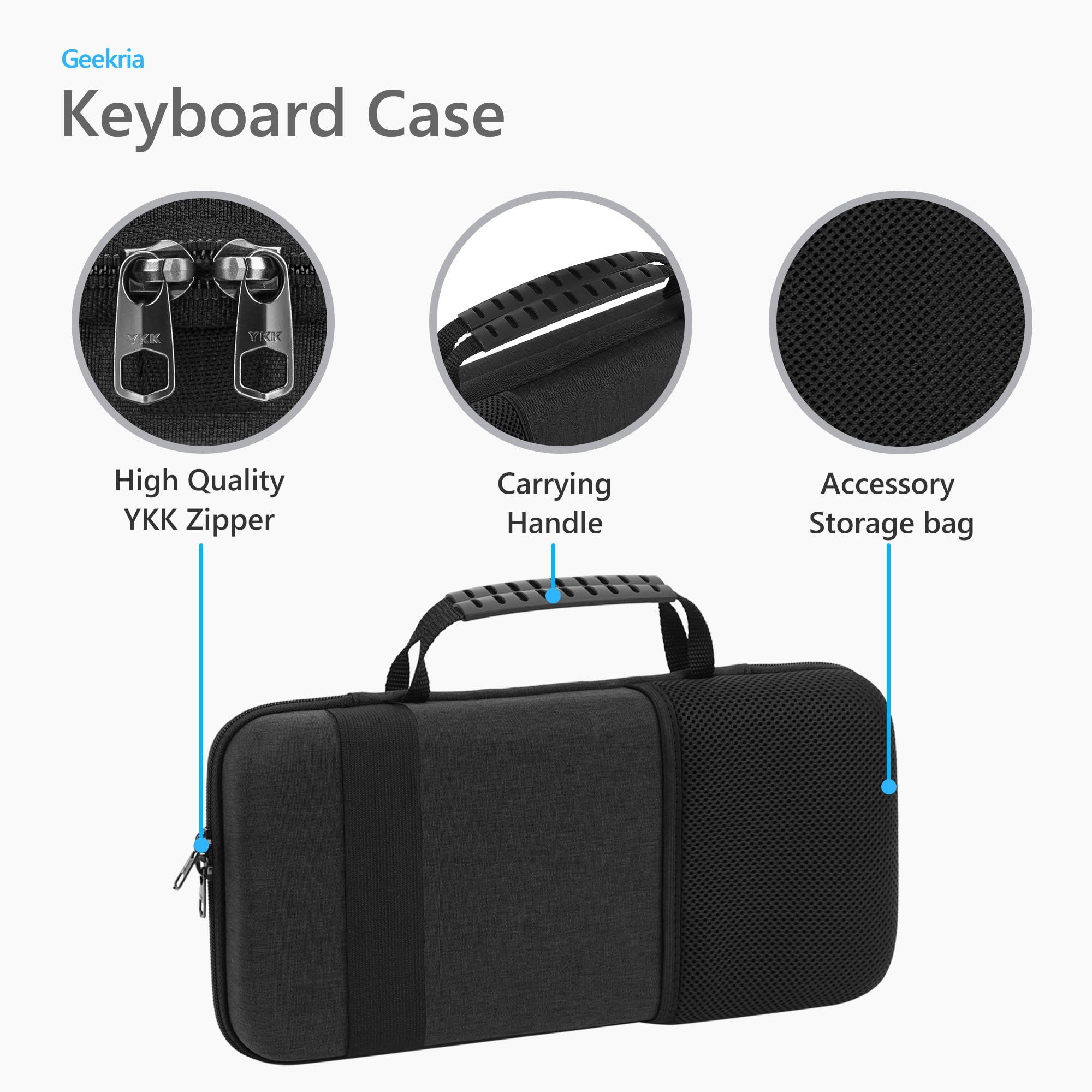 GEEKRIA Custodia per tastiera 75%, borsa da viaggio rigida per tastiera portatile wireless a 84 tasti, compatibile con Keychron K2, tastiera meccanica POP Keys