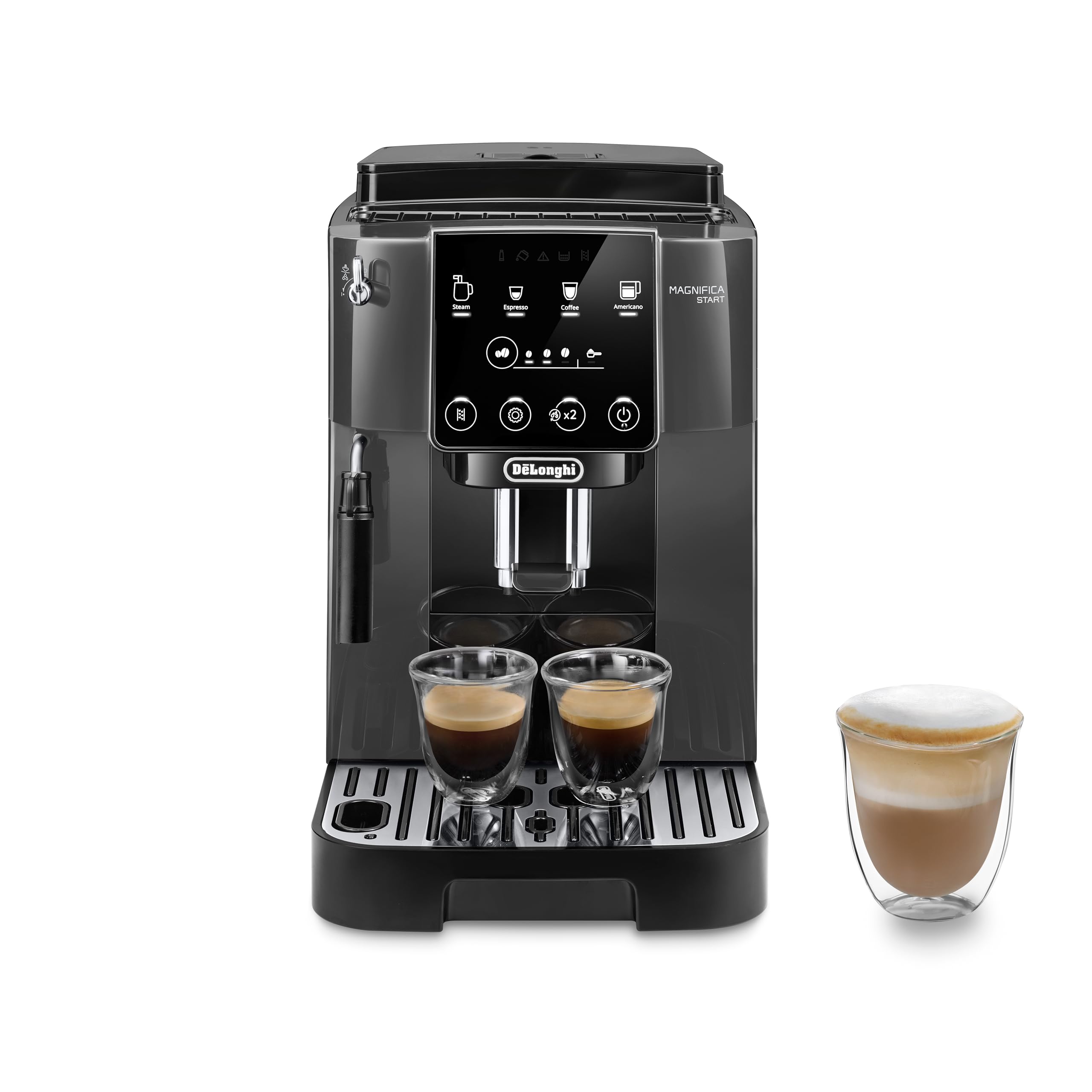 De'Longhi Magnifica start fully Automatic coffee machine,the freshest coffee ,Sift touch control panel,Traditional Milk frother ,One touch recipesBlack-ECAM220.22.GB NEW - Manual Milk Grey/Black