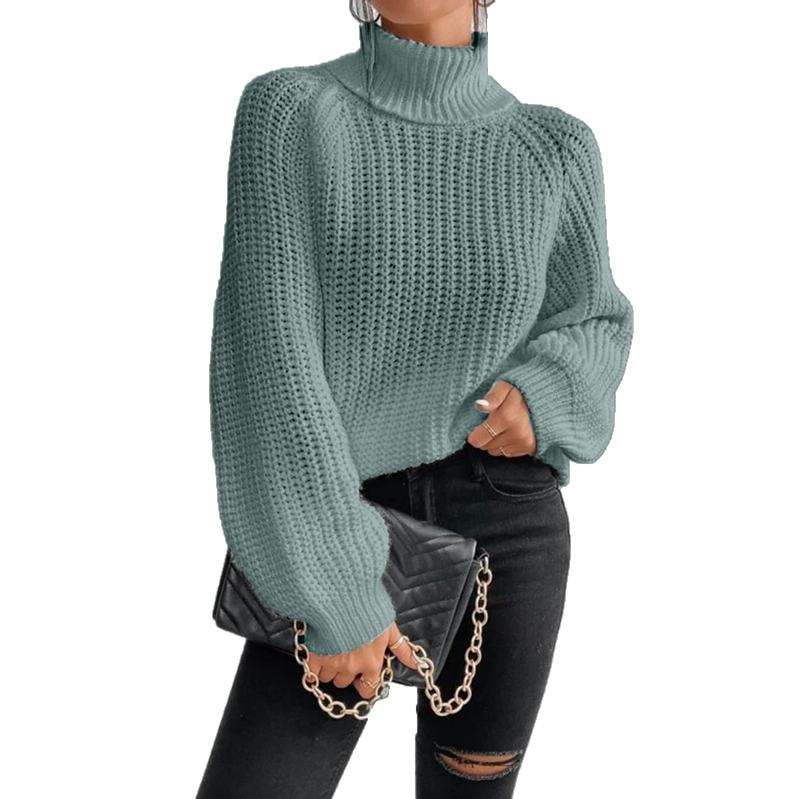 Womens Turtleneck Sweaters Slouchy Knit Sweater Winter Fashion Cable Weaving Long Sleeve Pullover Oversized Tops Womens Tur