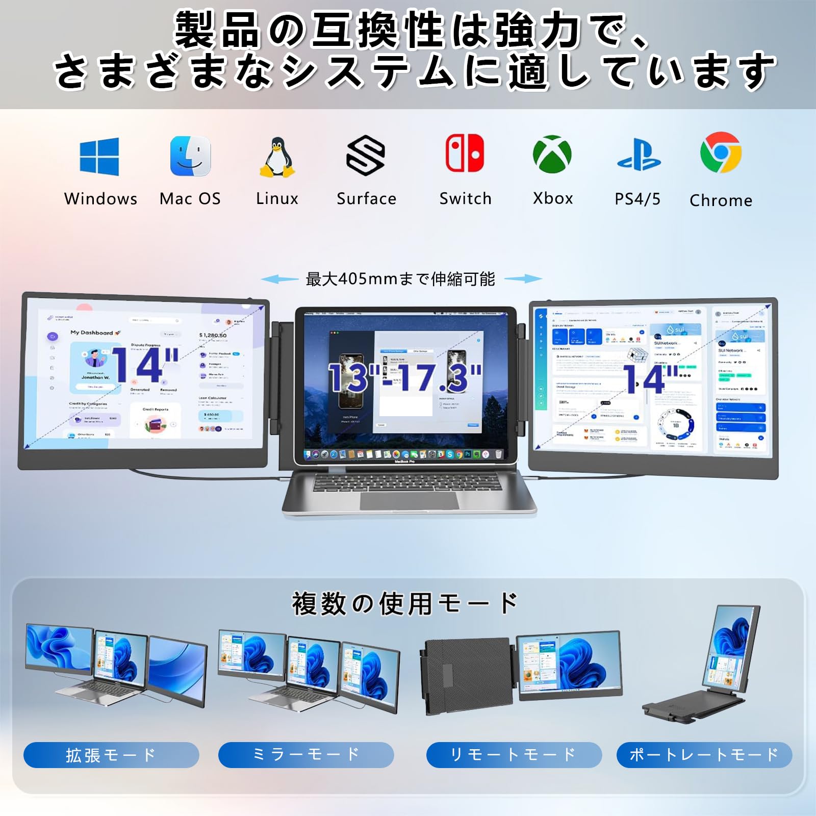 Amazon.co.jp: ラップトップスクリーンエクステンダー、14インチ