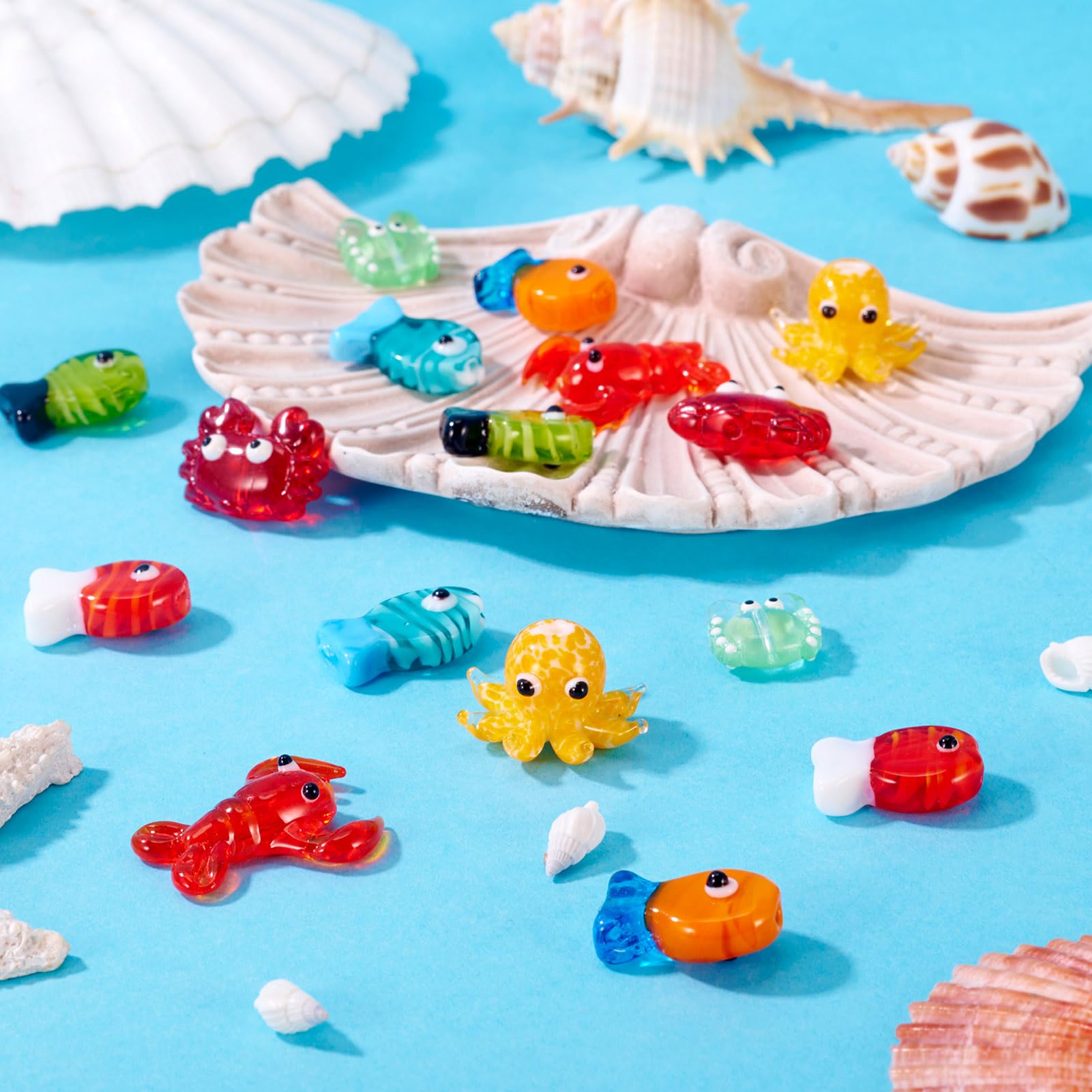 Amazon.com: FASHEWELRY 16Pcs Ocean Animals Lampwork Beads Cute