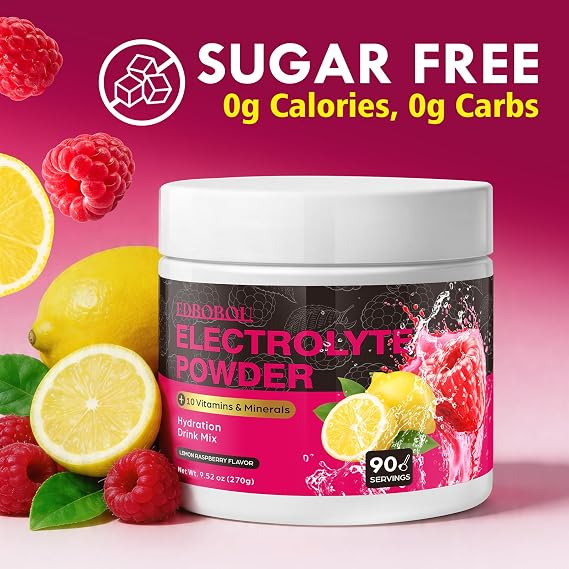 Sugar Free Raspberry Lemon Electrolyte Powder, Zero Calorie, 90 Servings
