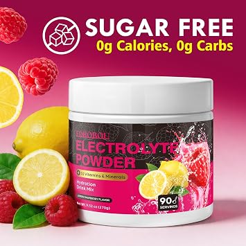 Sugar Free Raspberry Lemon Electrolyte Powder, Zero Calorie, 90 Servings