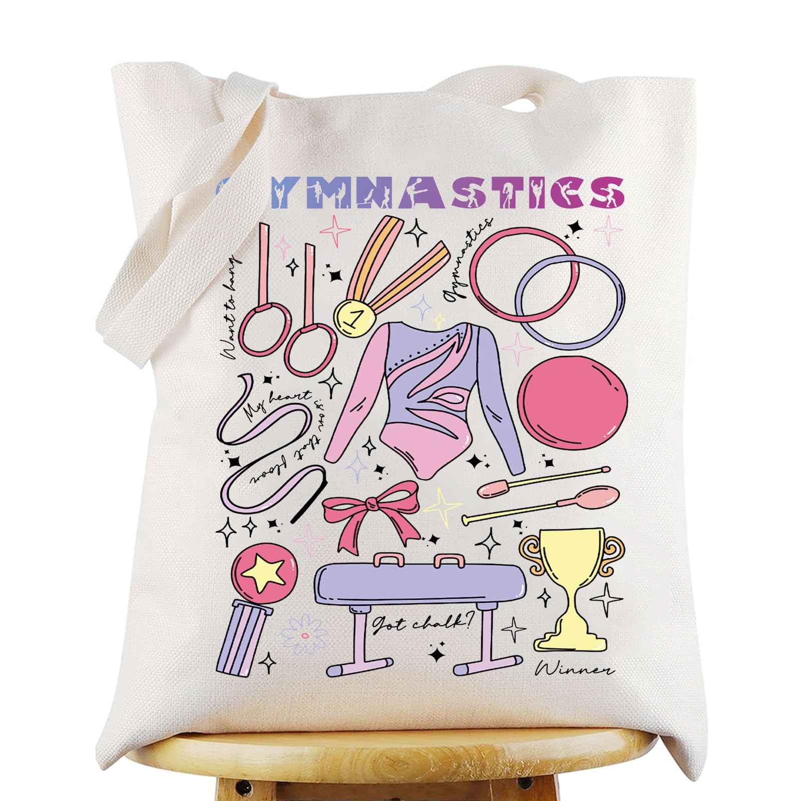 G2TUP Gymnastics Canvas Tote Bag Gymnastics Lover Gifts Gymnastics Shoulder Bag Gymnast Gymnast Merchandise