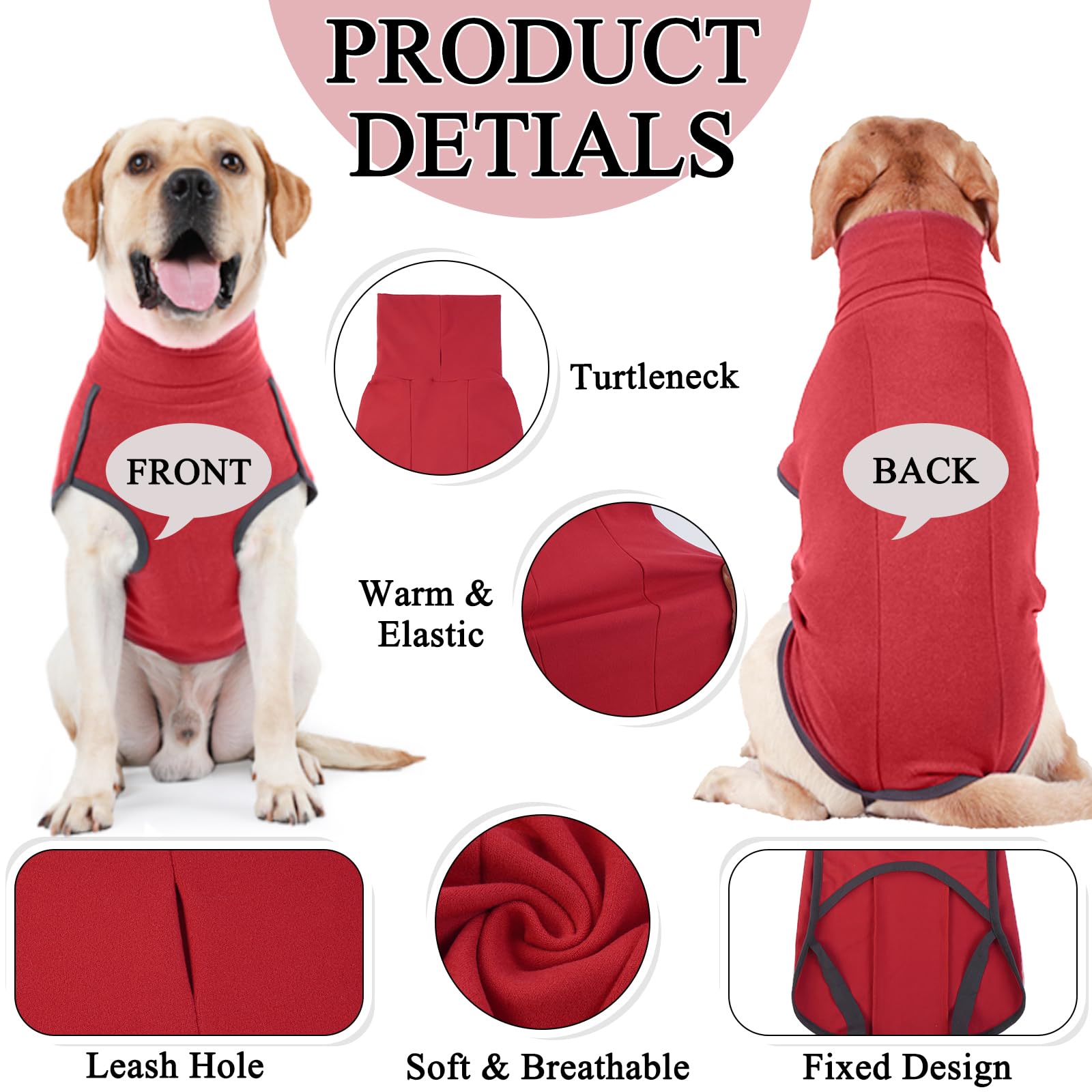 Hjyokuso Dog Jumper Fleece Vest Sweater, Warm & Lightweight Pullover Pajama Coat - Image 2