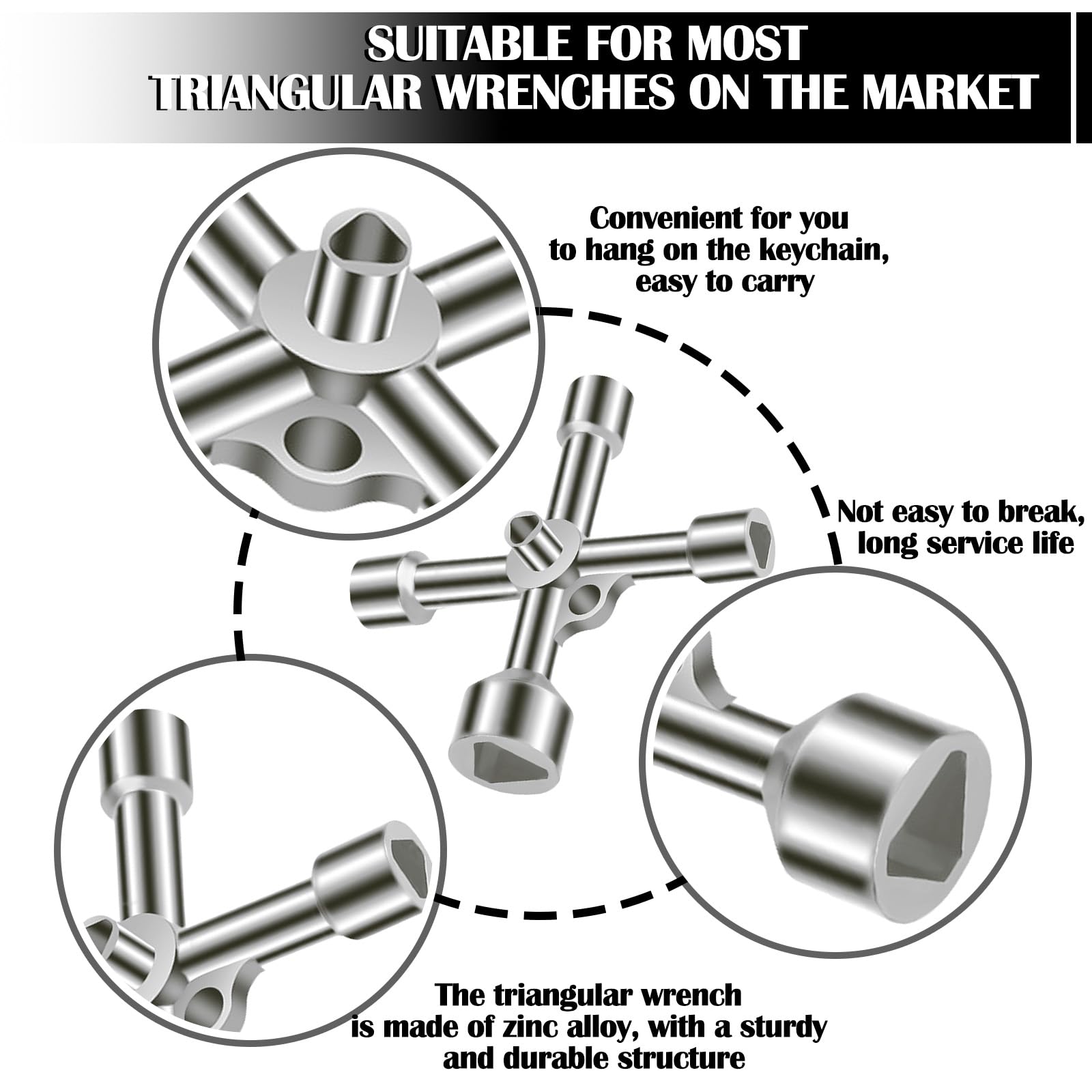 Chiave 4 In 1 Per Gas E Radiatori | Acciaio Inox | Triangolare + Croce | Misure 6,5/7/8/9 Mm | Compatta E Portatile