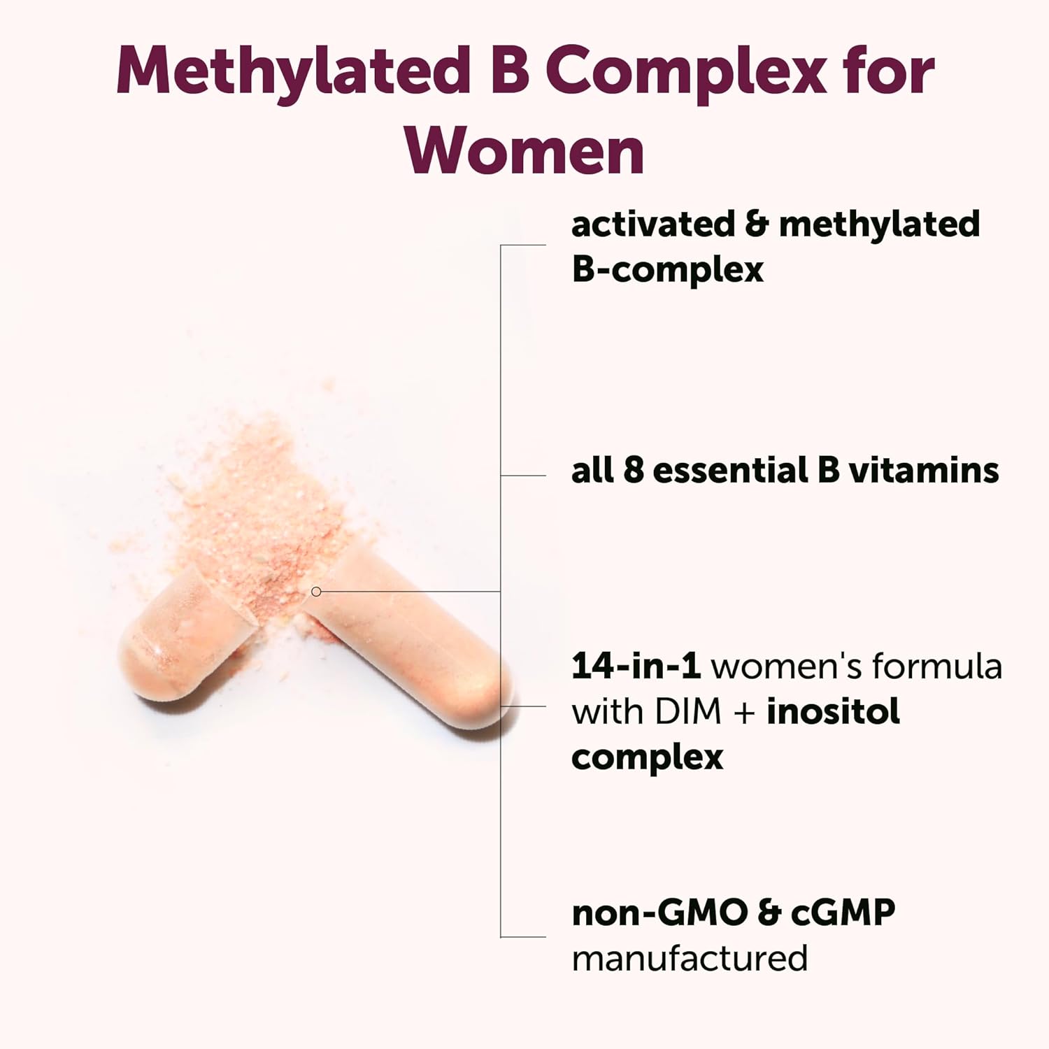 Micro Ingredients Methylated B Complex for Women, 240 Vegetarian Capsules | Activated B Vitamins with Methylfolate, Methyl B12, DIM & Inositol Complex | 14-in-1 Bioactive B Vitamin Formula