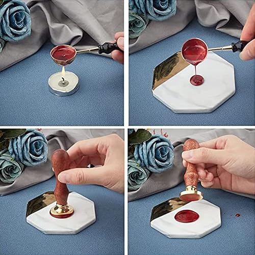 Miniatura 6 de CRASPIRE Ouroboros - Sello de cera con diseño de cobre lunar de 1.181 x 1.575 in, diseño ovalado, cabeza de latón desmontable vintage con mango de