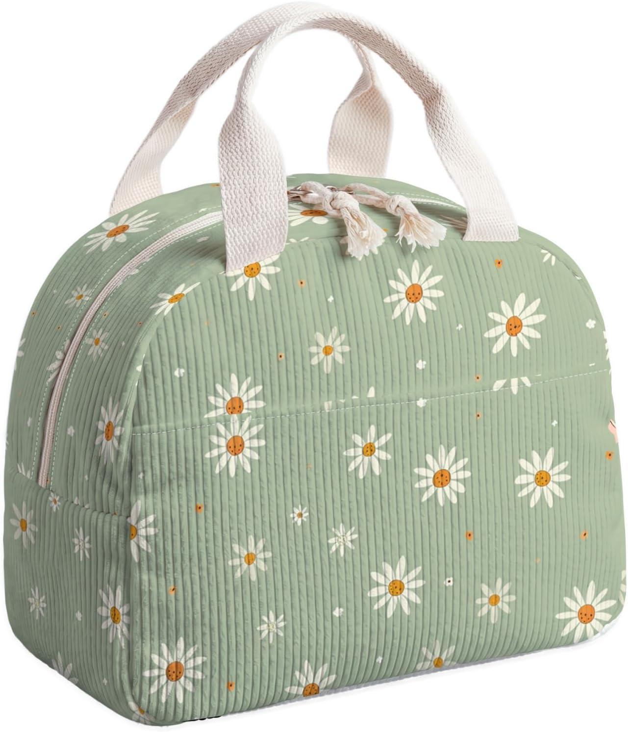 Lunch Box for Girls, Blue Bow Tie, Corduroy Lunch Bag for Women