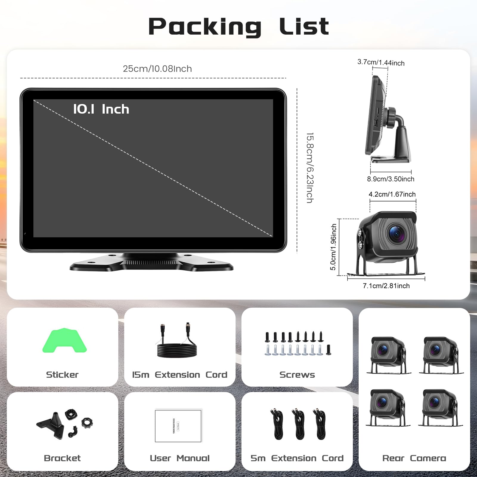 Roinvou Kit Telecamera Retromarcia Wireless, Monitor 10.1'' IPS | Supporto fino a 4 Telecamere 1080P/720P, Sistema Parcheggio BSD, IP68 Visione Notturna, per Camion Rimorchio Auto