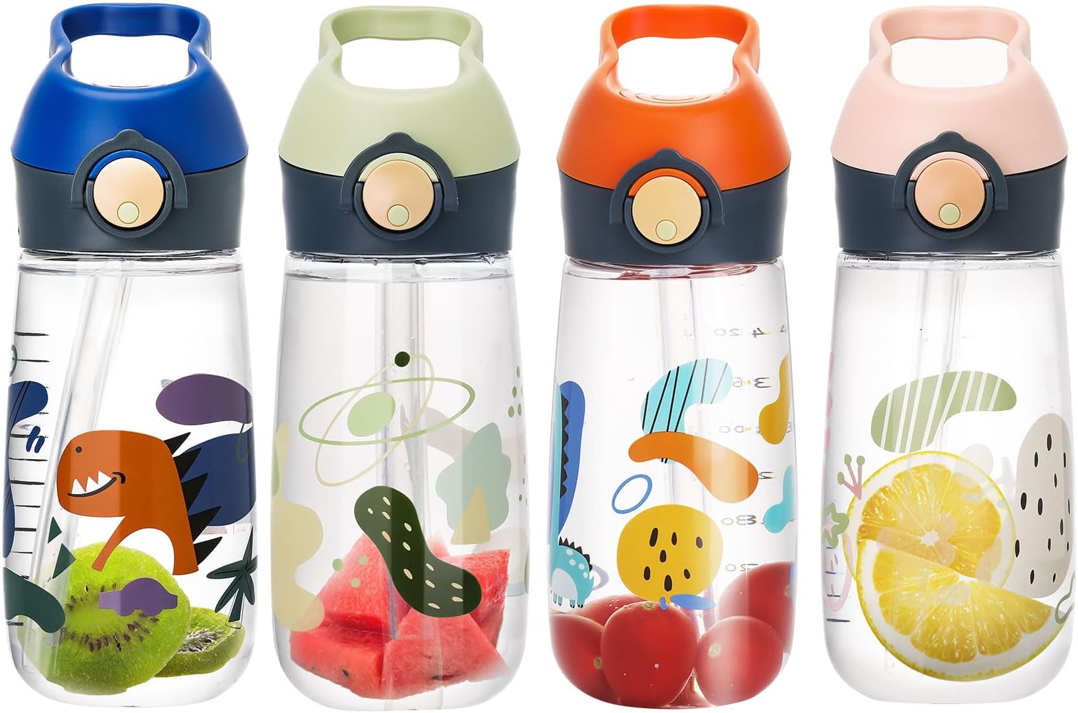 Sigdio Children's Water Bottle with Straw, BPA-Free, 500 ml, Children's Water Bottle, Leak-Proof Sports Drinking Bottles with Carry Strap for School and Nursery (Orange)