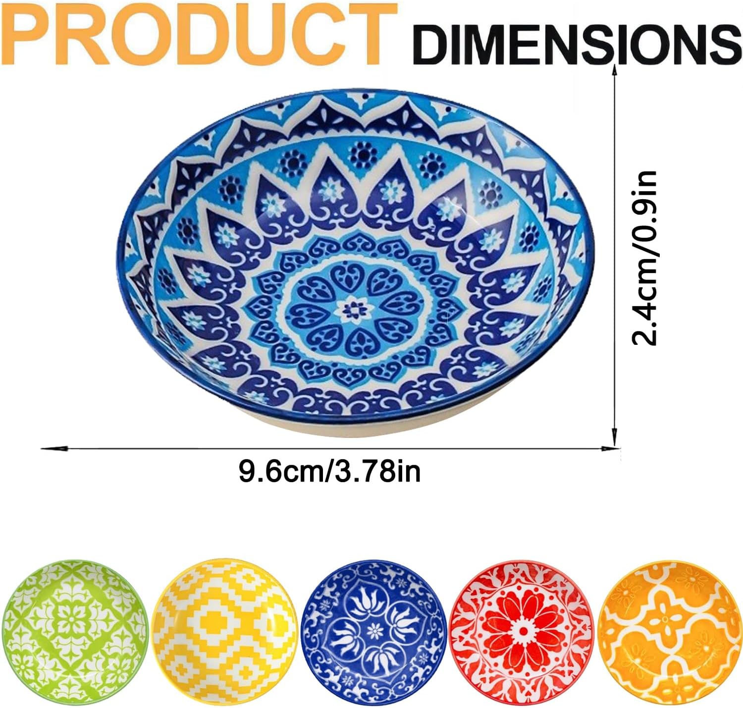 6 Pcs Ceramic Dipping Sauce Bowls, 3 oz Sauce Dishes Soy Sauce Dish,Small Bowl,Sauce Bowl,Sauce Plates Tiny Bowls for Condiments Sushi Dishes Soy Sauces Ketchup Snack Side Dishes - Set of 6