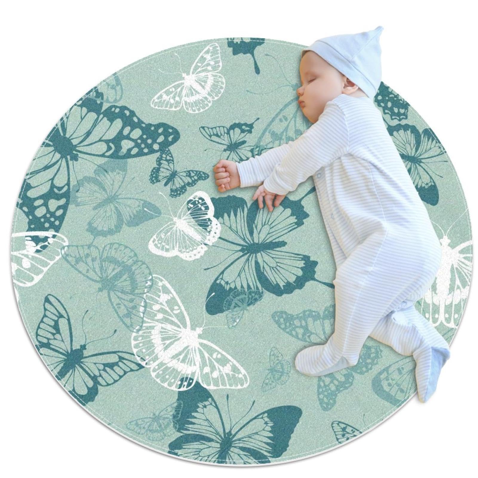 Tapis de salle de bain antidérapant contre les glissades avec motif papillons et camomille