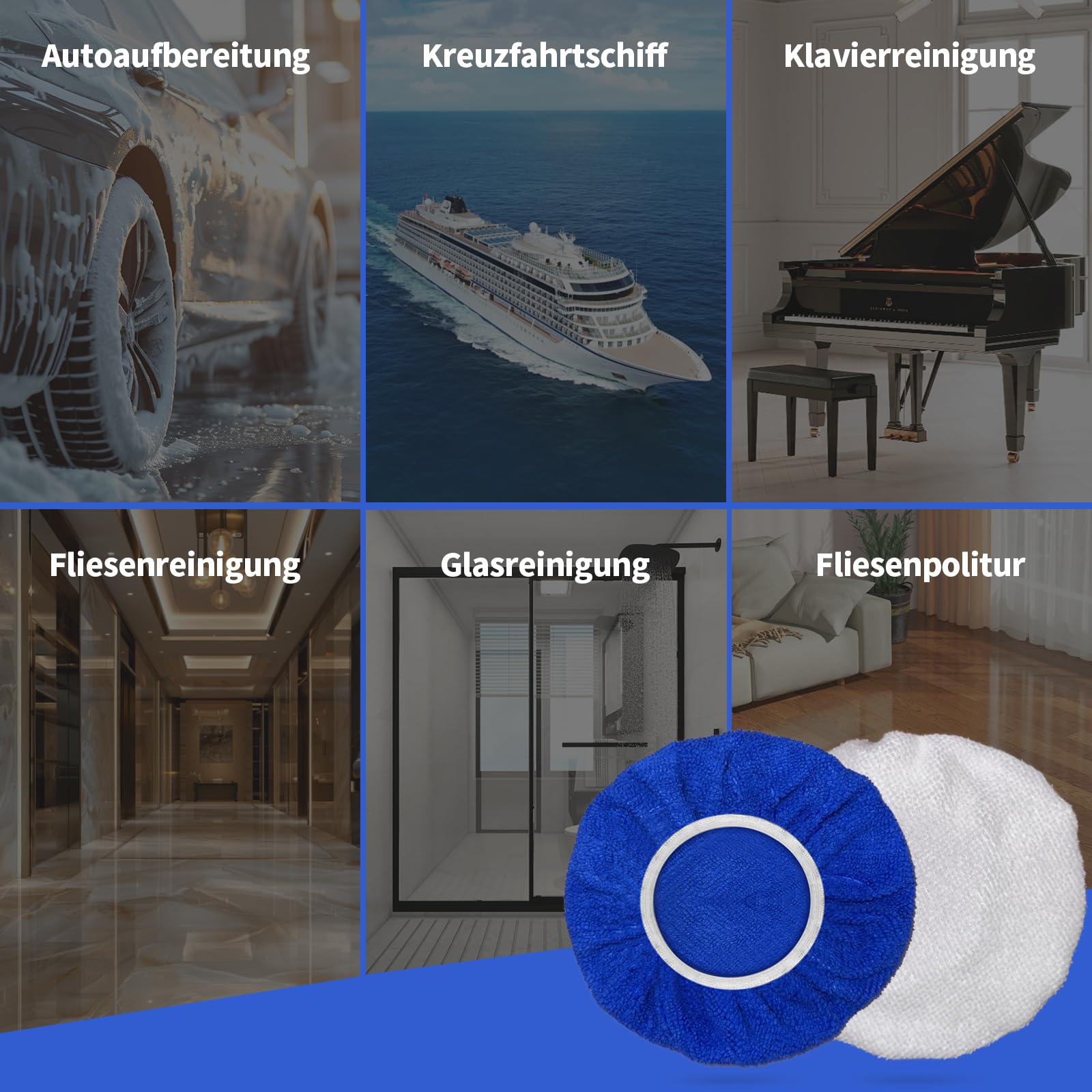 6 almohadillas de pulido de 125 mm, accesorio de pulido compatible con lijadora orbital Bosch, microfibra suave, almohadillas de pulido para lijadora orbital para el cuidado de la pintura del coche