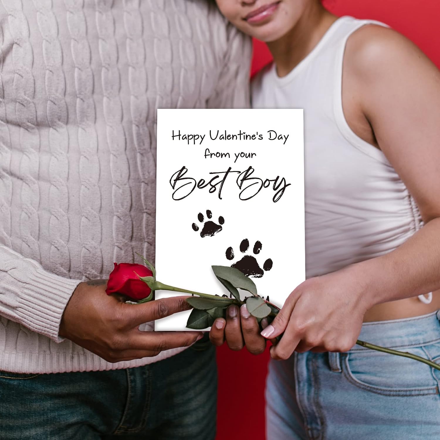 TQDaiker Funny Valentines Card for Husband Wife, Best Boy Best Girl Card from Pet, Paw Card for Dog Dad Dog Mum, “i Woof You” - Image 4