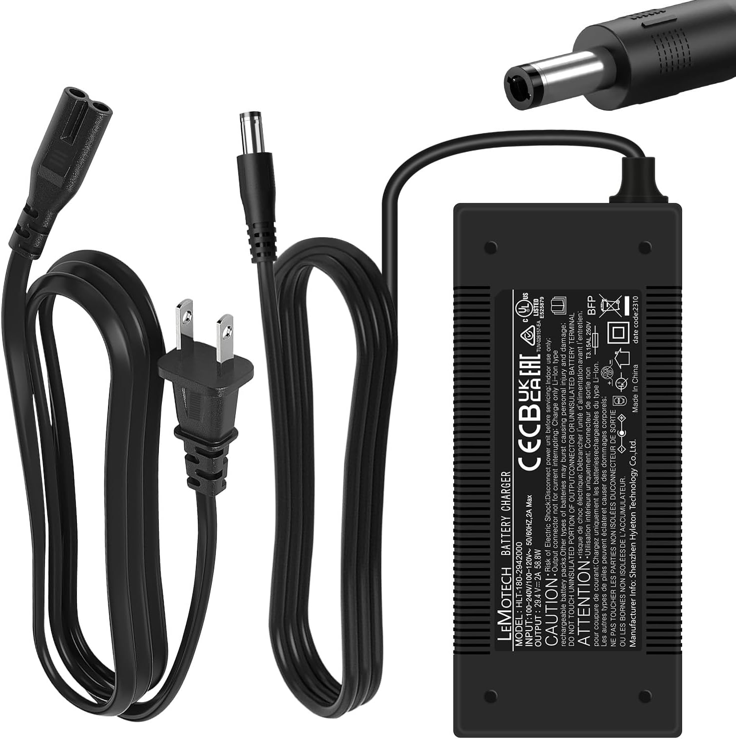 LeMotech 29.4V 2A UL Listed Electric Scooter Charger