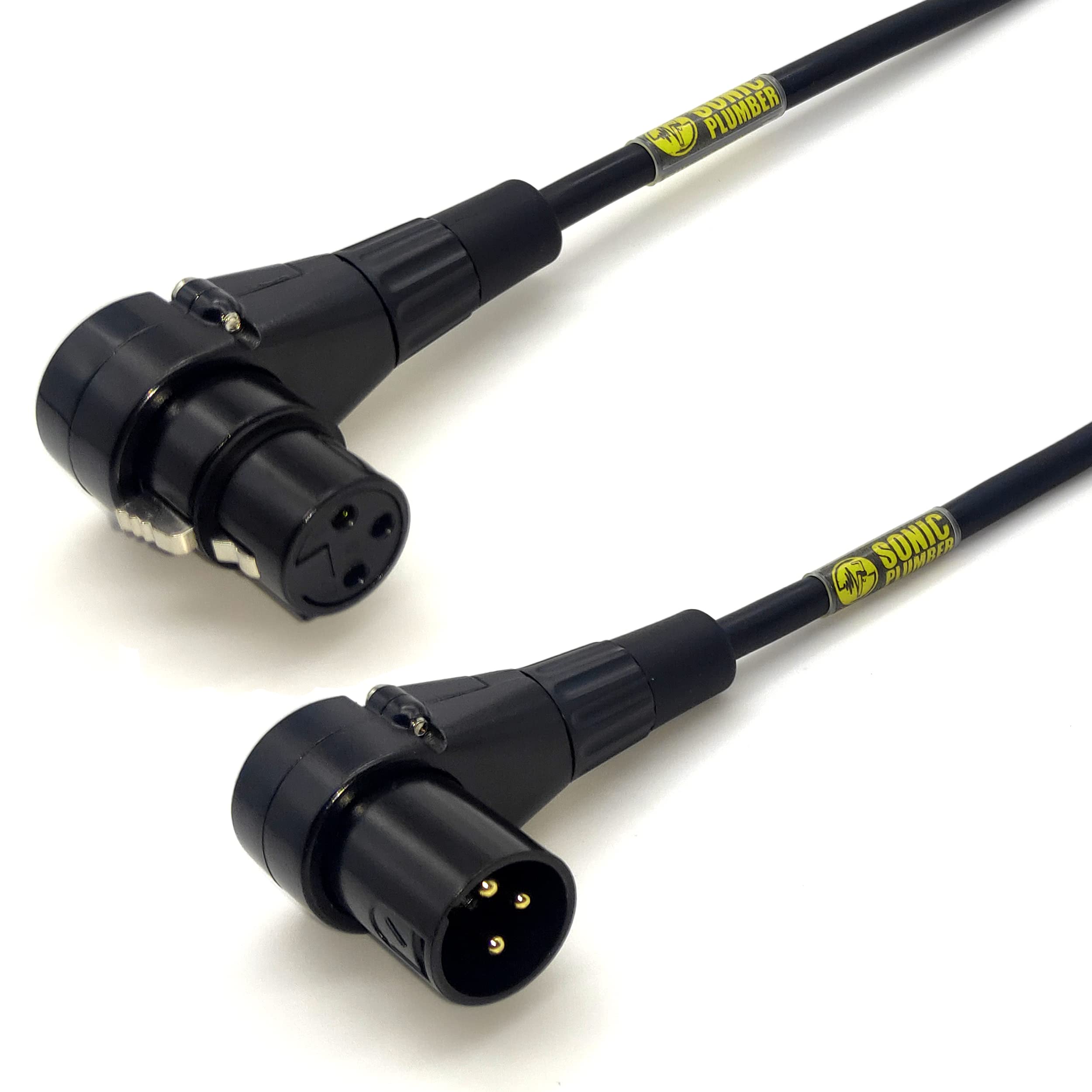 Sonic Plumber Black and Gold XLR Male to Female Right Angled Balanced Cable with Cable Tie (3 meter / 9 ft)-image-19