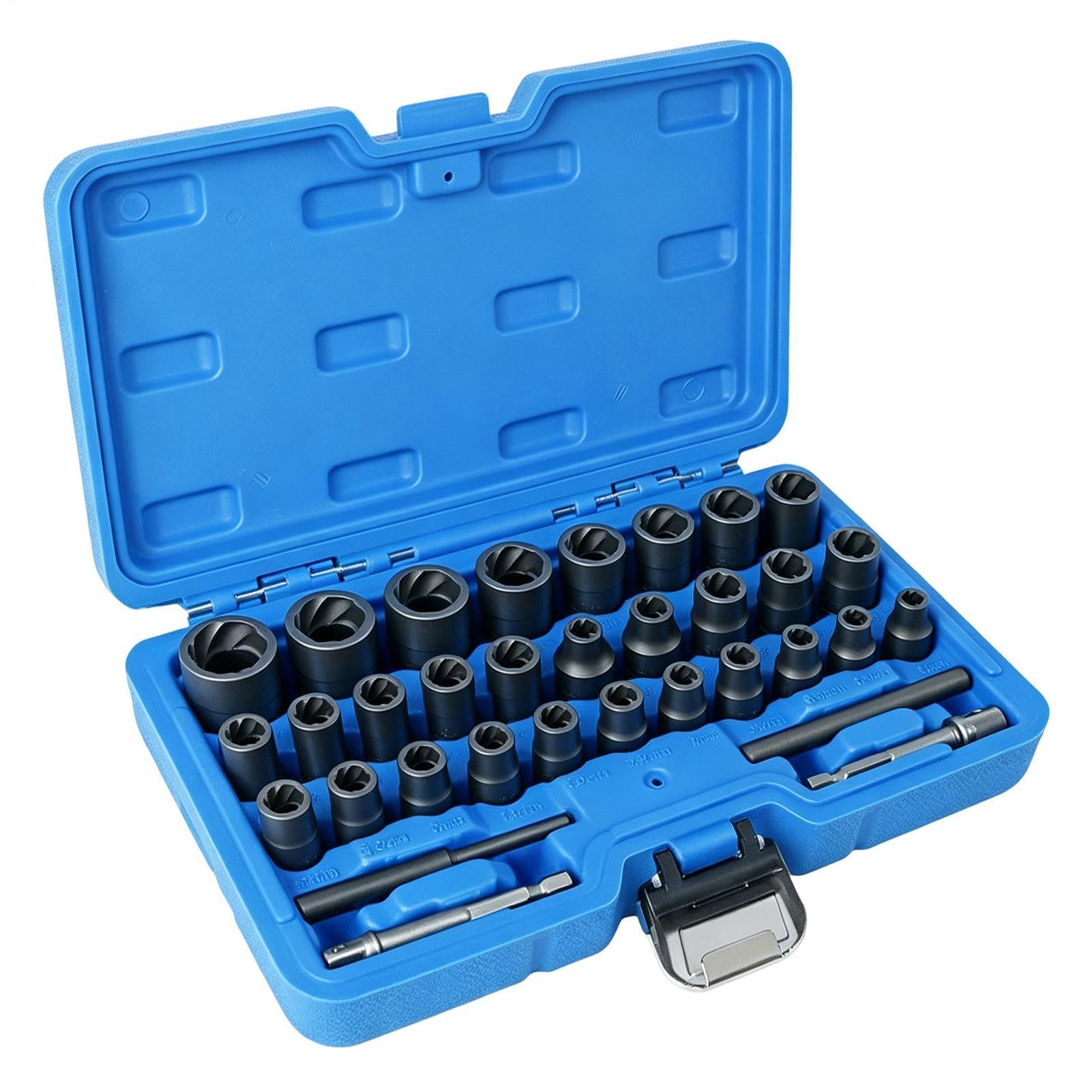 Kit Estrattore per Viti 33 Pezzi Universale Antiurto | Set Estrazione Viti per Danni Ruggine Ossidazione per fissaggi arrugginiti arrotondati spelati trattore moto