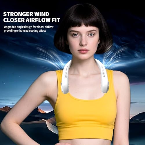 Miniatura 7 de Ventilador personal portátil para el cuello, ventilador de cuello de enfriamiento recargable, 3 velocidades de viento, diseño ultrasilencioso,