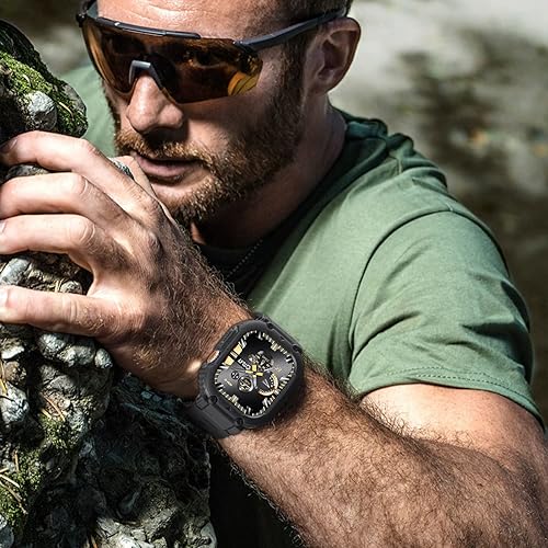 Miniatura 6 de SUNFWR Compatible con Apple Watch Ultra Band de 1929in con funda de parachoques resistente a las caídas correa ancha de TPU deportiva con cubierta