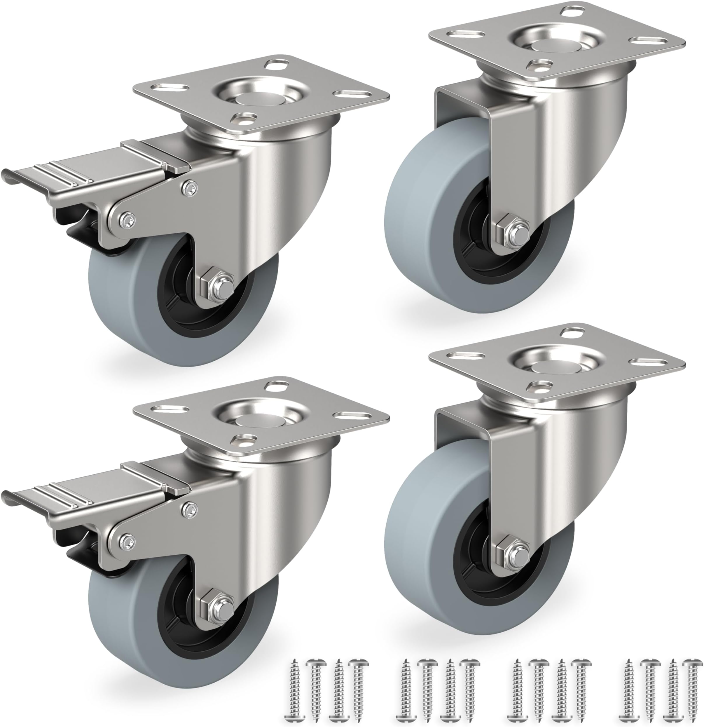 4 Roulettes Pivotantes Résistantes à Double Rouleent Et Frein 100