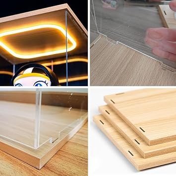 Display Case Large Clear Illuminate Display Case, Model Acrylic Display Cabinet for Dolls/Trophies, Removable Showcase/Countertop Boxes for Storage(L45xW50xH50cm/18x20x20)