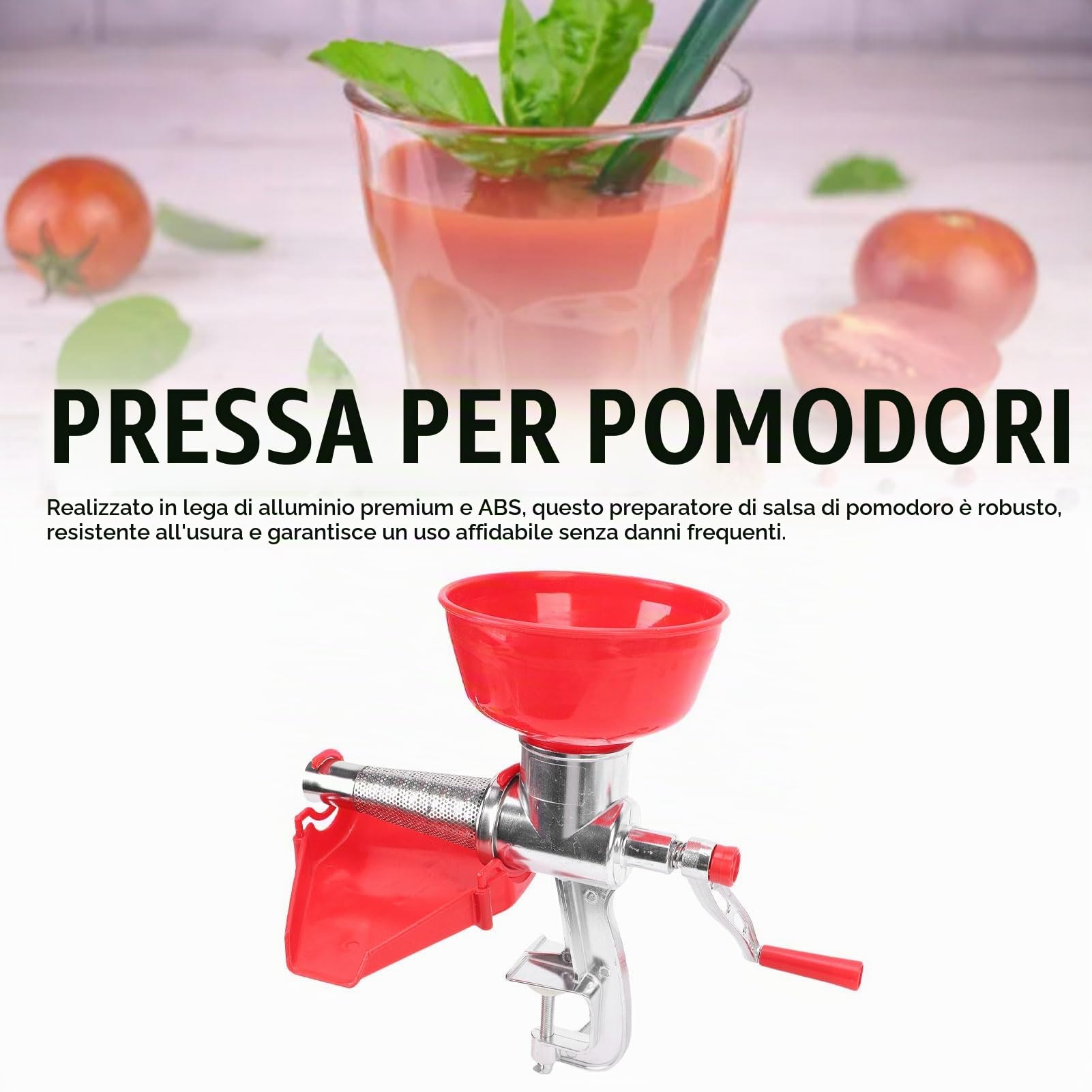 Passapomodoro manuale in alluminio efficiente passaverdure per lo spazio della familiare