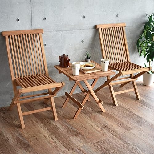 折りたたみ椅子 折りたたみチェア 折り畳み 椅子 2脚セット ガーデンチェア 幅47 高さ88.5 おしゃれ 木製 天然木 チーク材 ナチュラル シンプル コンパクト 隙間収納 持ち運び楽々 完成品 (折りたたみチェア2脚セット) 2枚目