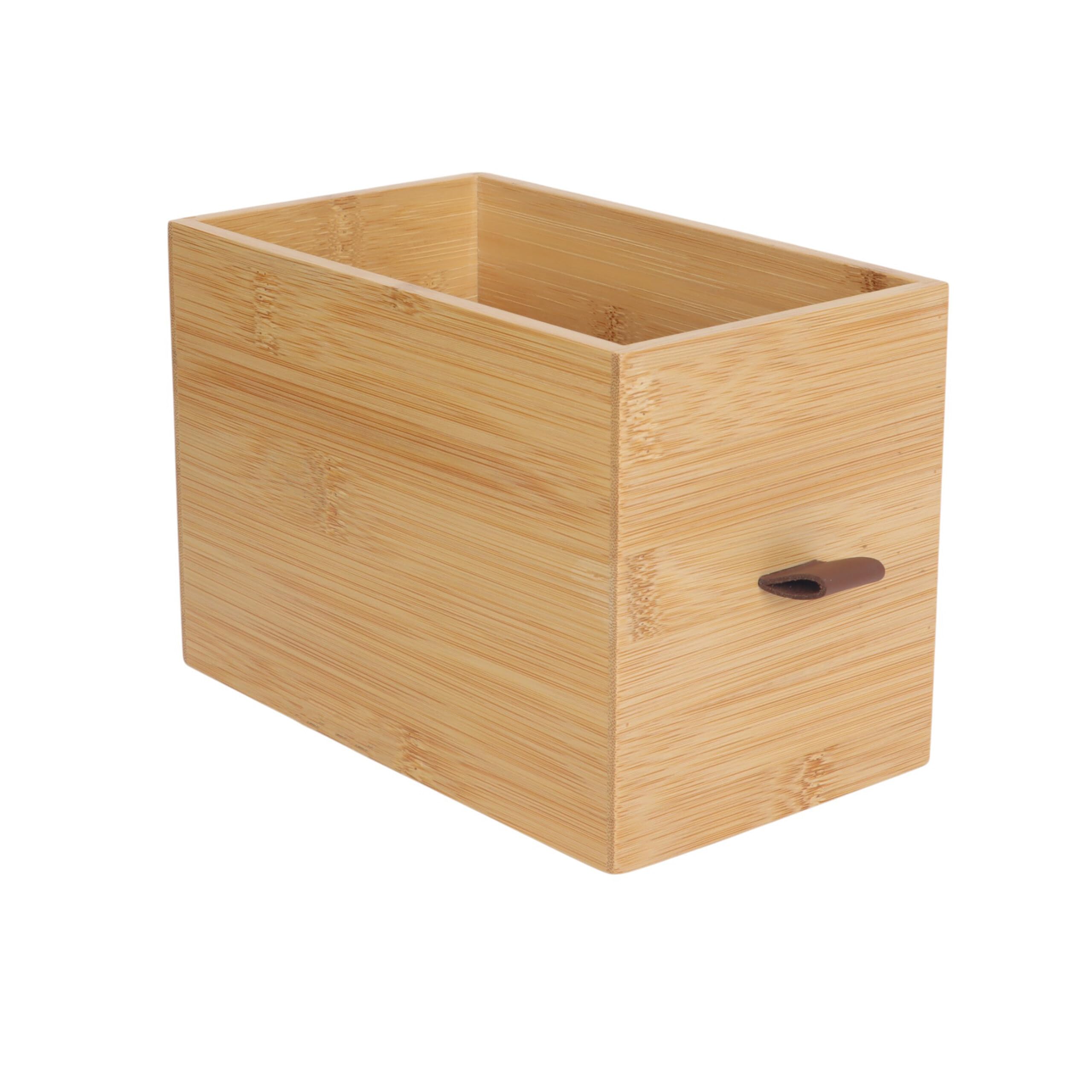 Boîte à tiroirs Relaxdays en Bambou et MDF, 3 tiroirs, H x L x P : 15 x 25 x 20 cm, Organiseur de Bureau, Blanc/Nature