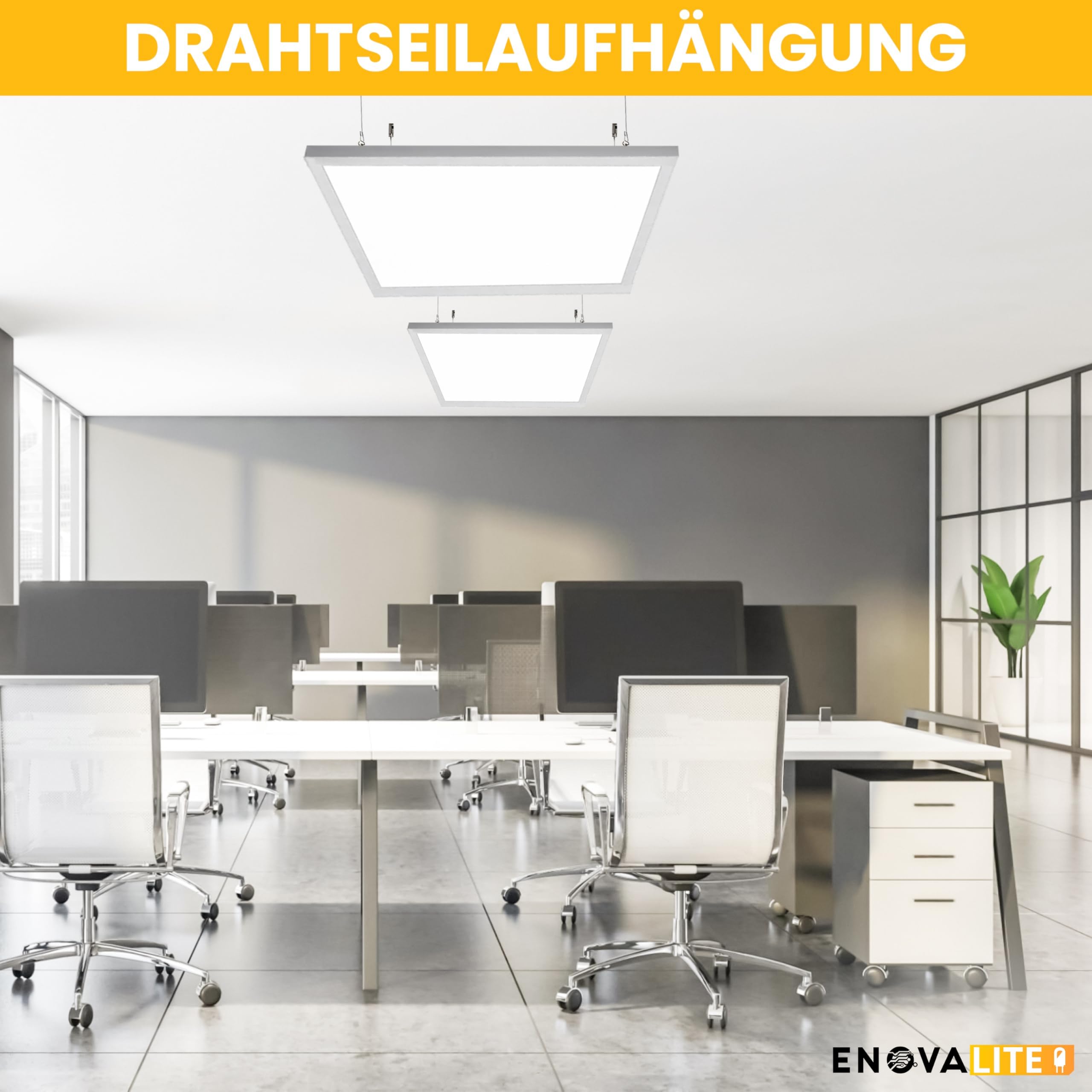 4x LED Panel 62x62 cm - 30W 4000K Neutralweiß 4500lm 150lm/w - flimmerfreie Einbauleuchte für Rasterdecke - LED Bürolampe Rasterleuchte Paneele - mit 230V Netzteil - 620x620x30mm