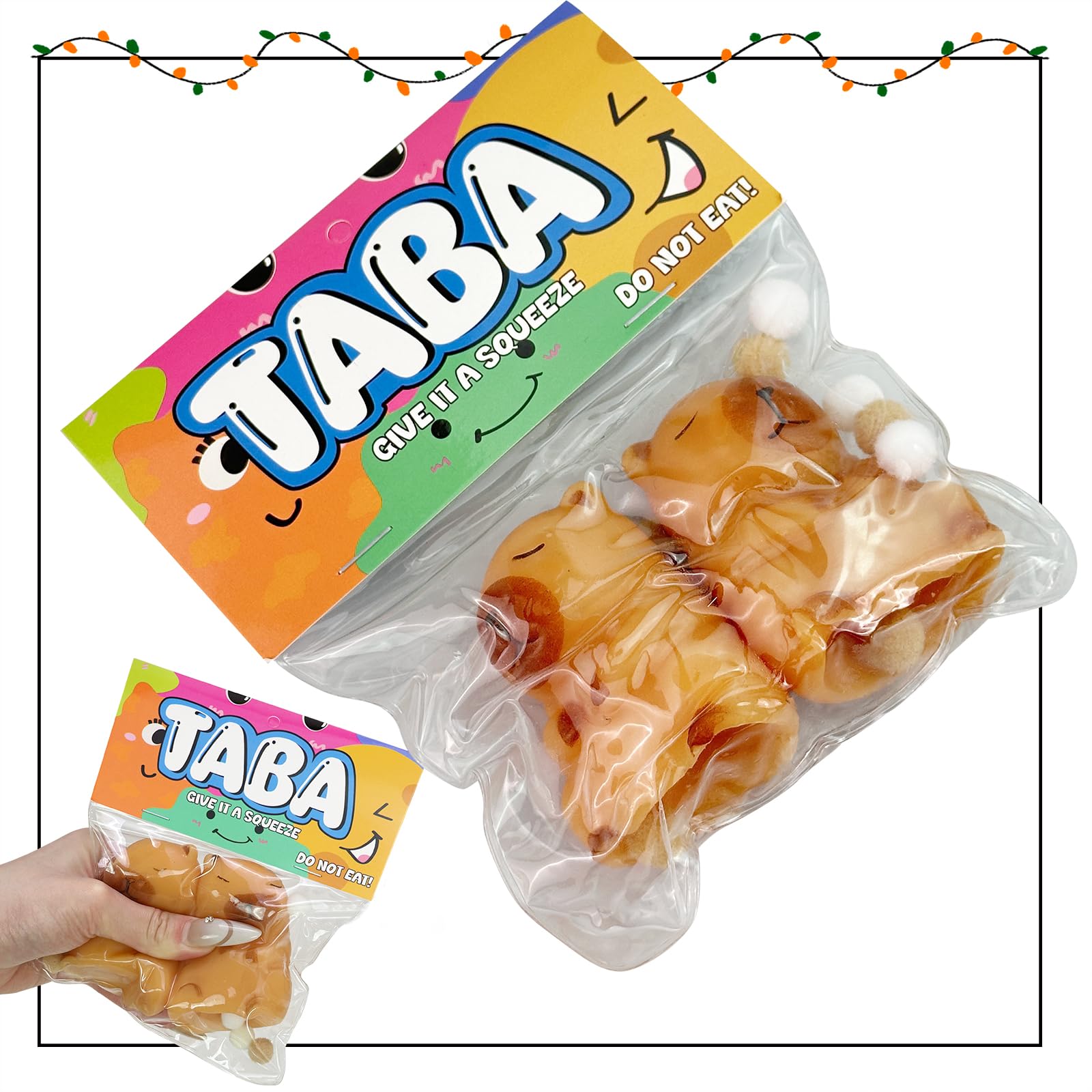 Taba Squishy Toys,Valentines Cat Paw Cute Kawaii Squeeze Toys ,Sticky Squishy Fidget Toys Silicone Squeeze Toy for Stress Relief,Cute Soft Toys,Best Valentines Gift for Anniversary (2pcs Capybara)