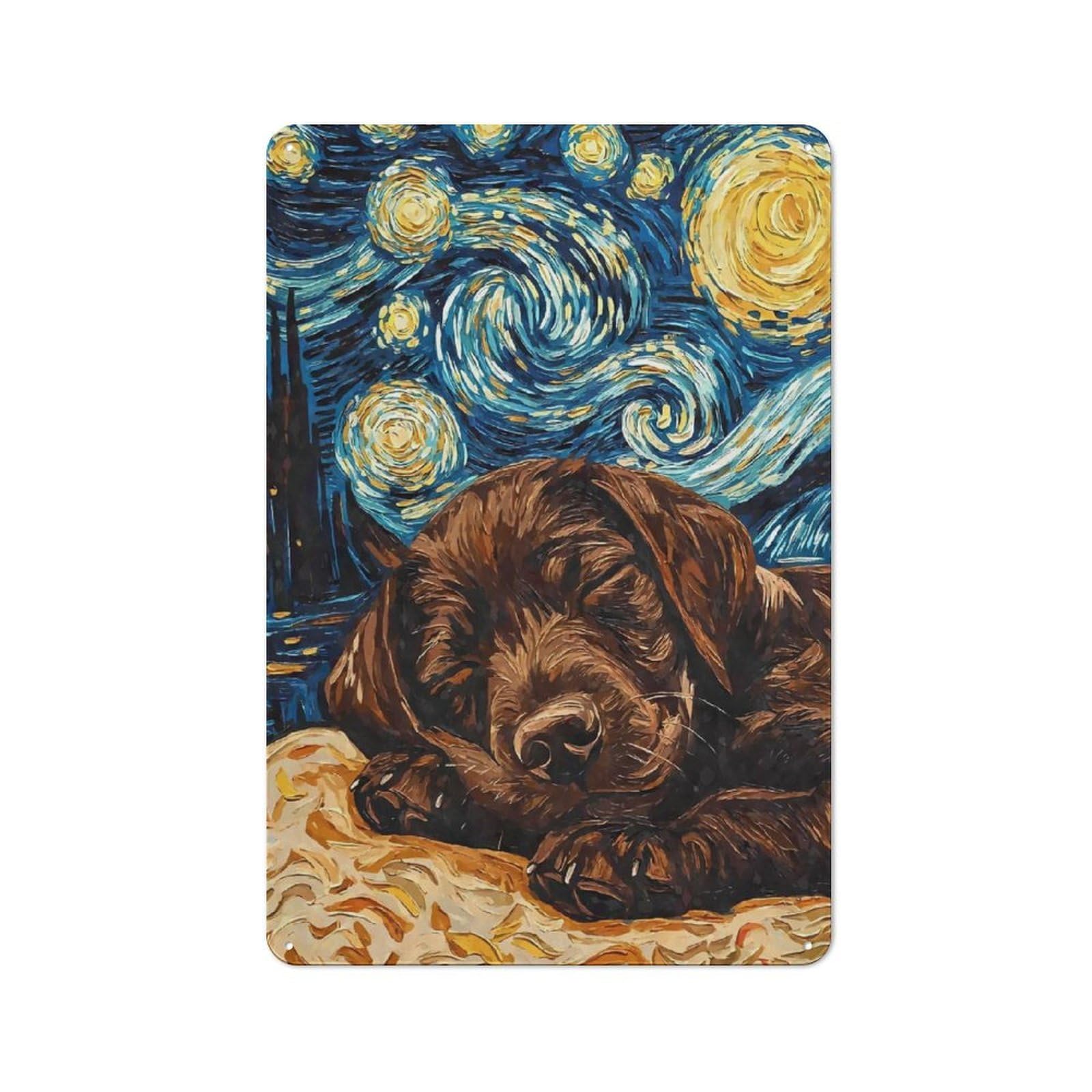 Junmoney Style-2 Tin Wall Plaque 30X20cm With Brown Labrador Puppy For Bar Or Restaurant, For Hospitality Decor Collectors