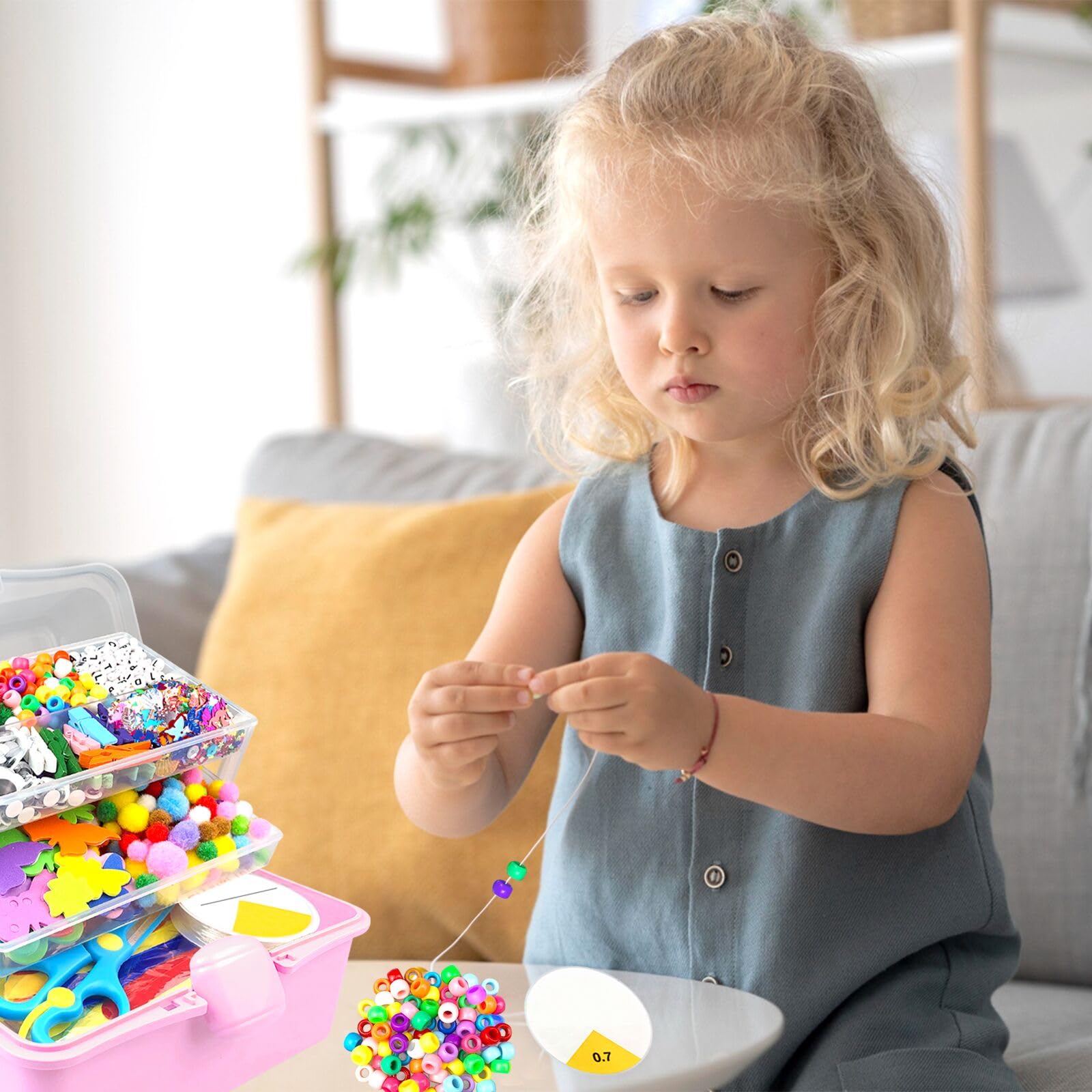 3000 Pièces Activites Manuelles pour Enfants, Boîte Bricolage Portable à 3 Niveaux avec Pipe Cleaners, DIY Activité Manuelle Kits de Loisirs Créatifs Cadeaux pour Enfants Filles Garçons 4-8, 8-12
