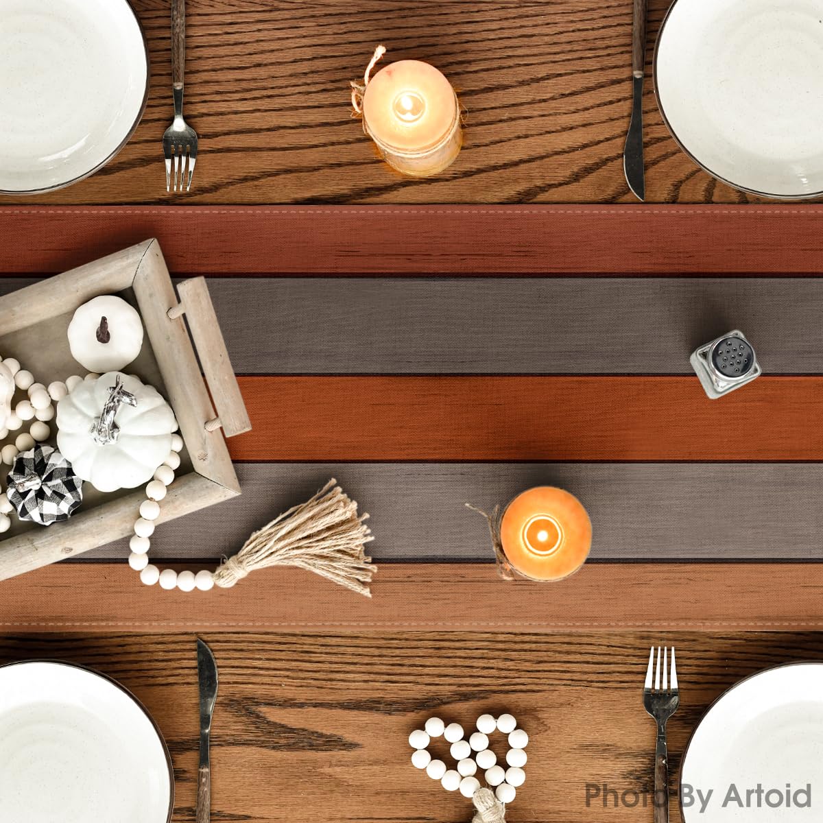 Chemin De Table Automne - Motifs Citrouilles, Feuilles, Tournesols, 40 X 180 Cm, Polyester Lavable
