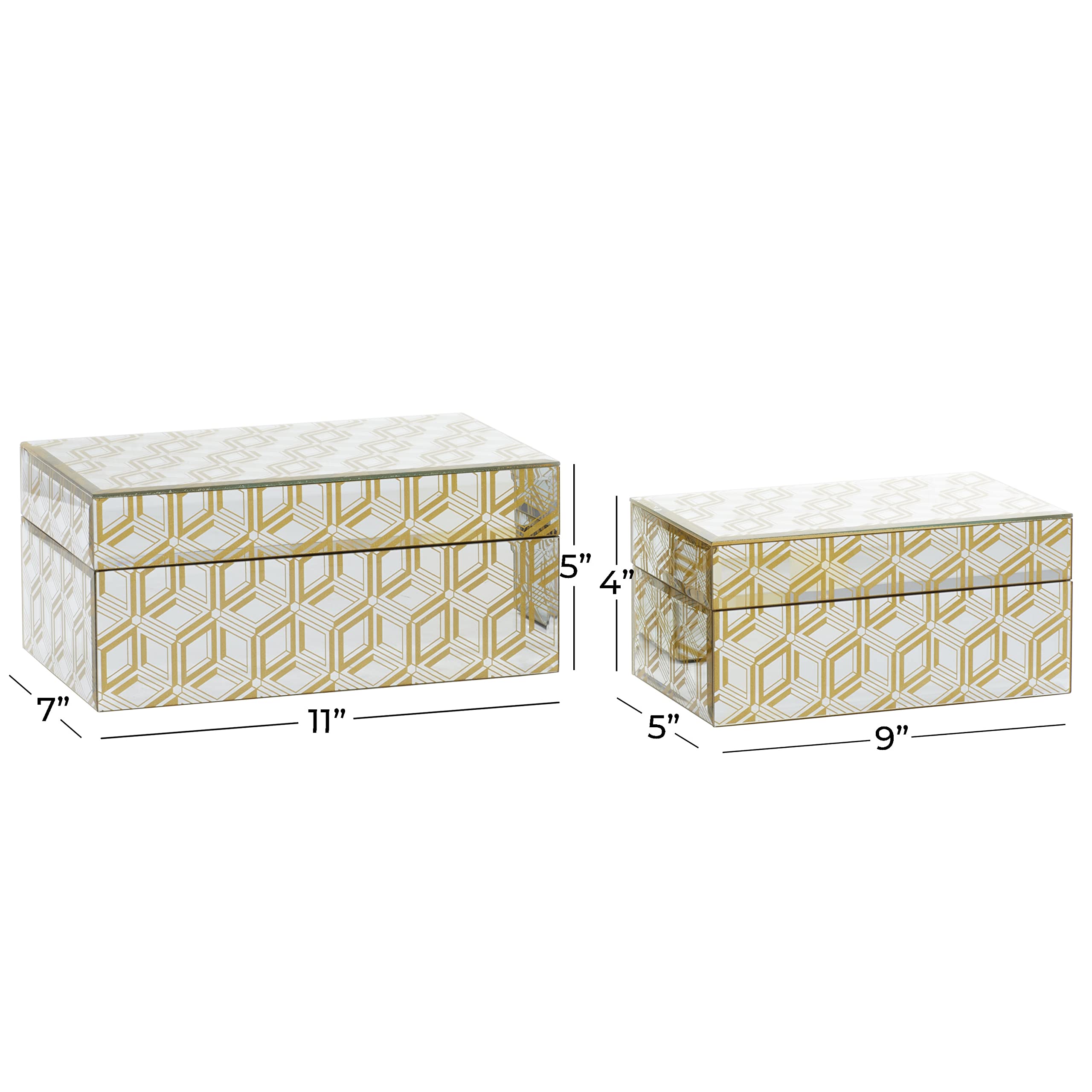 CosmoLiving By Cosmopolitan – Lot De 2 Boîtes De Rangement En Bois – Doré Vieilli – 25 Et 20 Cm – Avec Couvercles