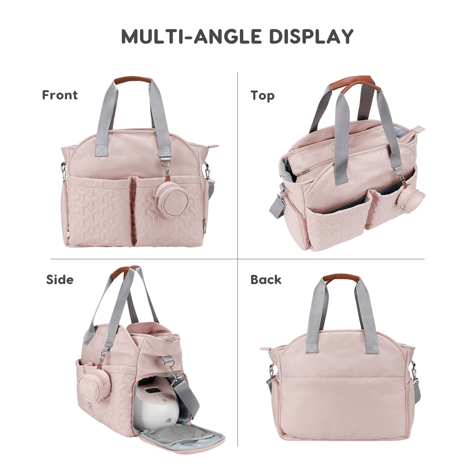 SONARIN Multifuncional Elegante Bolsa de Pañales para Bebés,Gran Capacidad Impermeable Materna Messenger Bolsos Bandolera Bolsa de Viaje para Pañales con Bolsa de Chupete(Rosa)