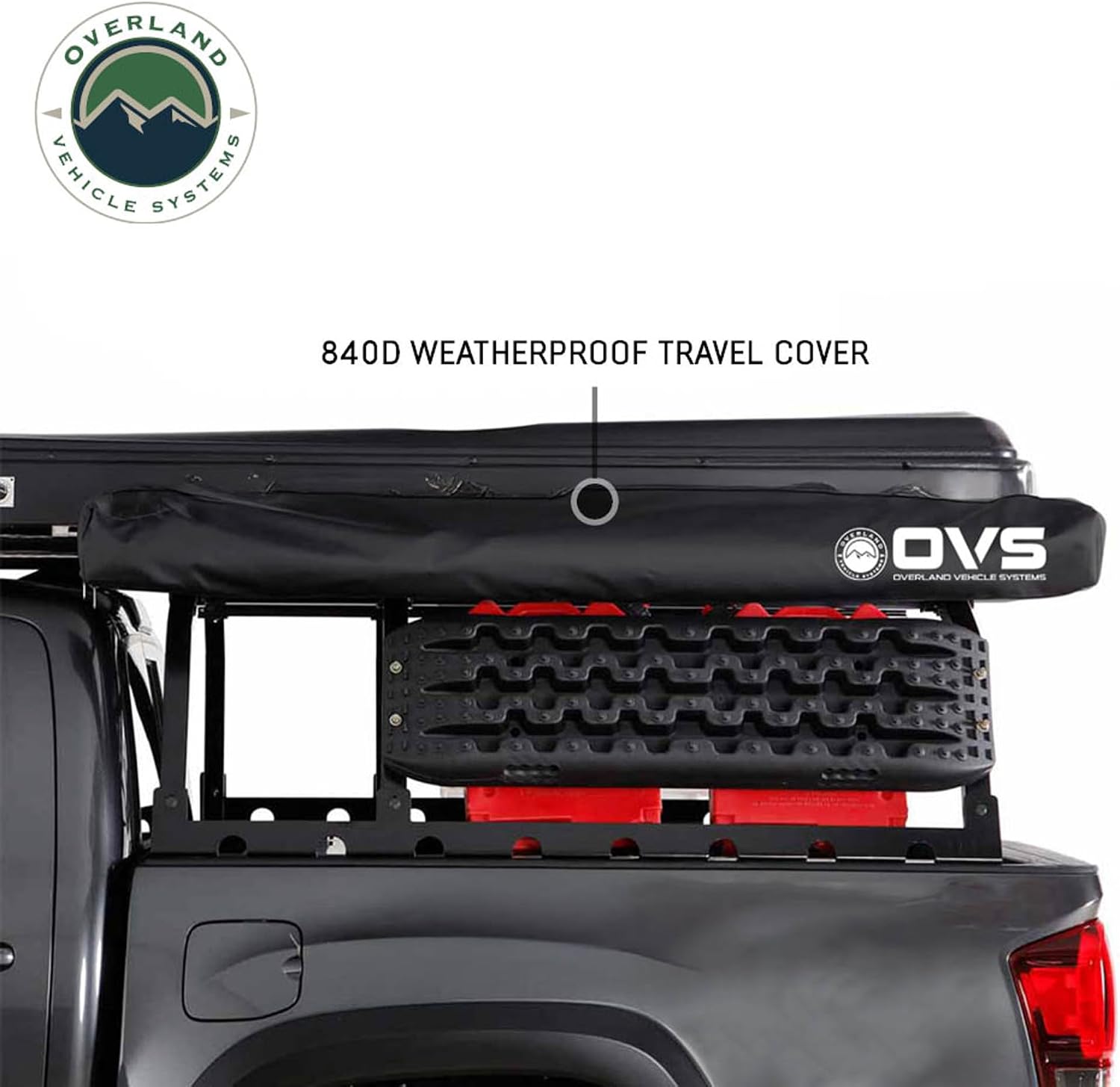 Overland Vehicle Systems - XD Nomadic 270 LTE - Awning w/Lights, Passenger Side, Black Trim w/Black Travel Cover