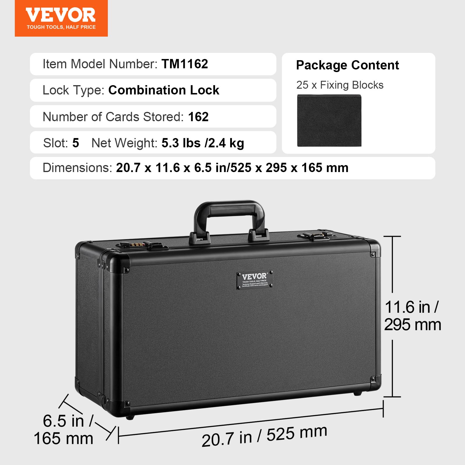 VEVOR Scatola Porta Carte Classificate 5 Fessure Custodia con Chiusura Codificata per 162 Carte PSA