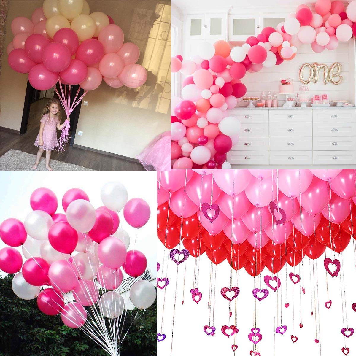 50 Palloncini Rosa. Palloncini per Elio da 36 cm in Rosa di 3,2g. Decorazioni e Accessori per Festa di Compleanno