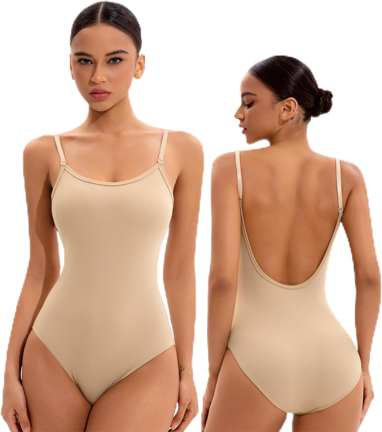 Women's Ballet Backless Neck Tank Leotard, Dance Camisole Leotard with Adjustable Straps for Gymnastics Bodysuit Yoga