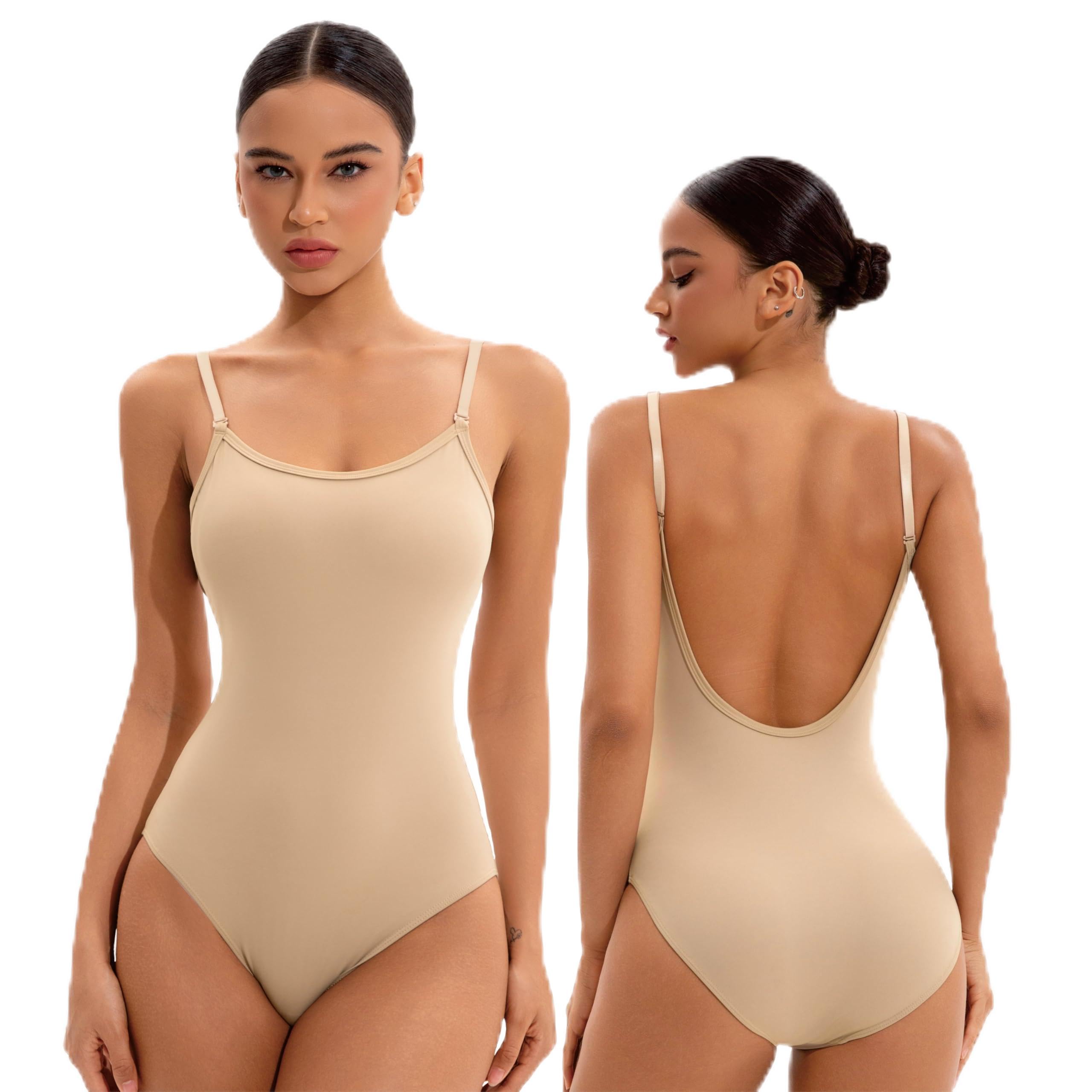 Women's Ballet Backless Neck Tank Leotard, Dance Camisole Leotard with Adjustable Straps for Gymnastics Bodysuit Yoga