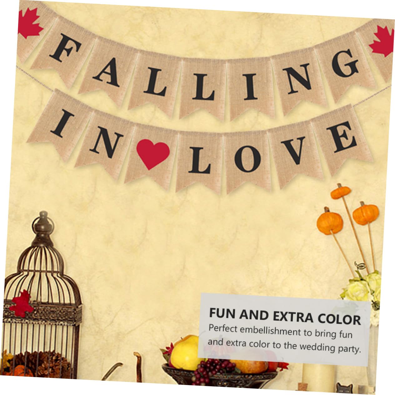 jojofuny 3 Piezas Decoración De La Boda Pancarta Guirnalda De Otoño Decoración De La Boda De Otoño Pancarta De Corazón Cayendo En Decoraciones De Amor Pancarta De Despedida De Soltera Tela