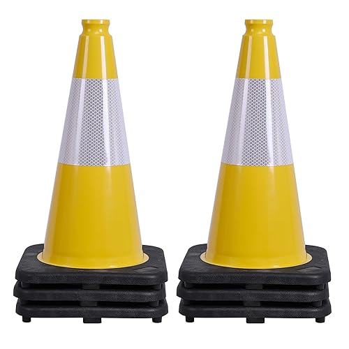 Miniatura 25 de OrangeStar Conos de tráfico naranjas de 28 pulgadas, paquete de 8 conos de seguridad de PVC resistentes con 2 collares reflectantes, base pesada