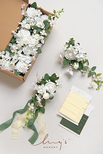 Miniatura 7 de Ling's moment - Arreglo floral de pasillo para ceremonia de boda. Decoración floral para silla de pasillo, respaldo de silla