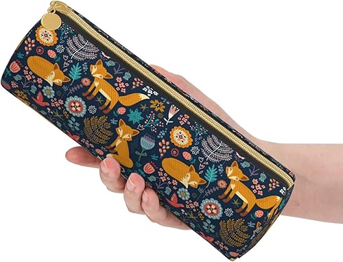 Miniatura 3 de Bolsa de maquillaje simple de lona Bolsa de soporte de pluma Bolsa de almacenamiento de oficina, Floral Foxy