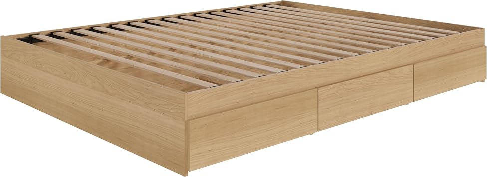 Nexera 3-Drawer Queen Storage Bed, Natural Maple