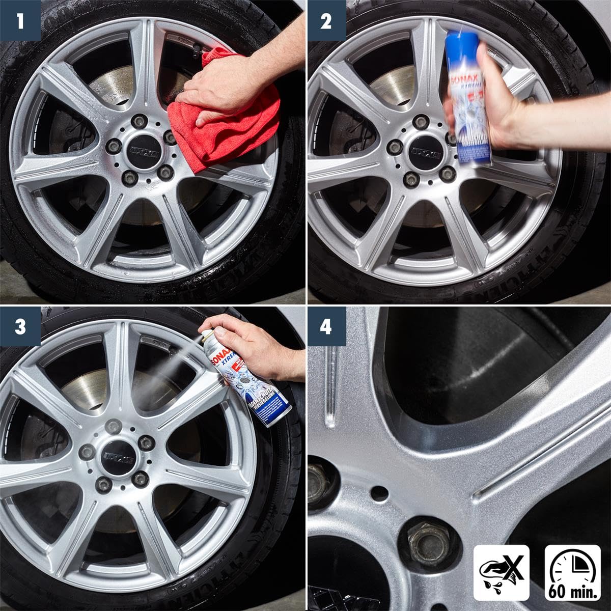 Sonax Xtreme FelgenSchutzVersiegelung 250 ml + Trockentuch 40x40cm | Auto Felgen Versiegelung mit Abperl-Effekt für alle Felgenarten | starker Schutz vor erneuter Verschmutzung | Felgenwachs