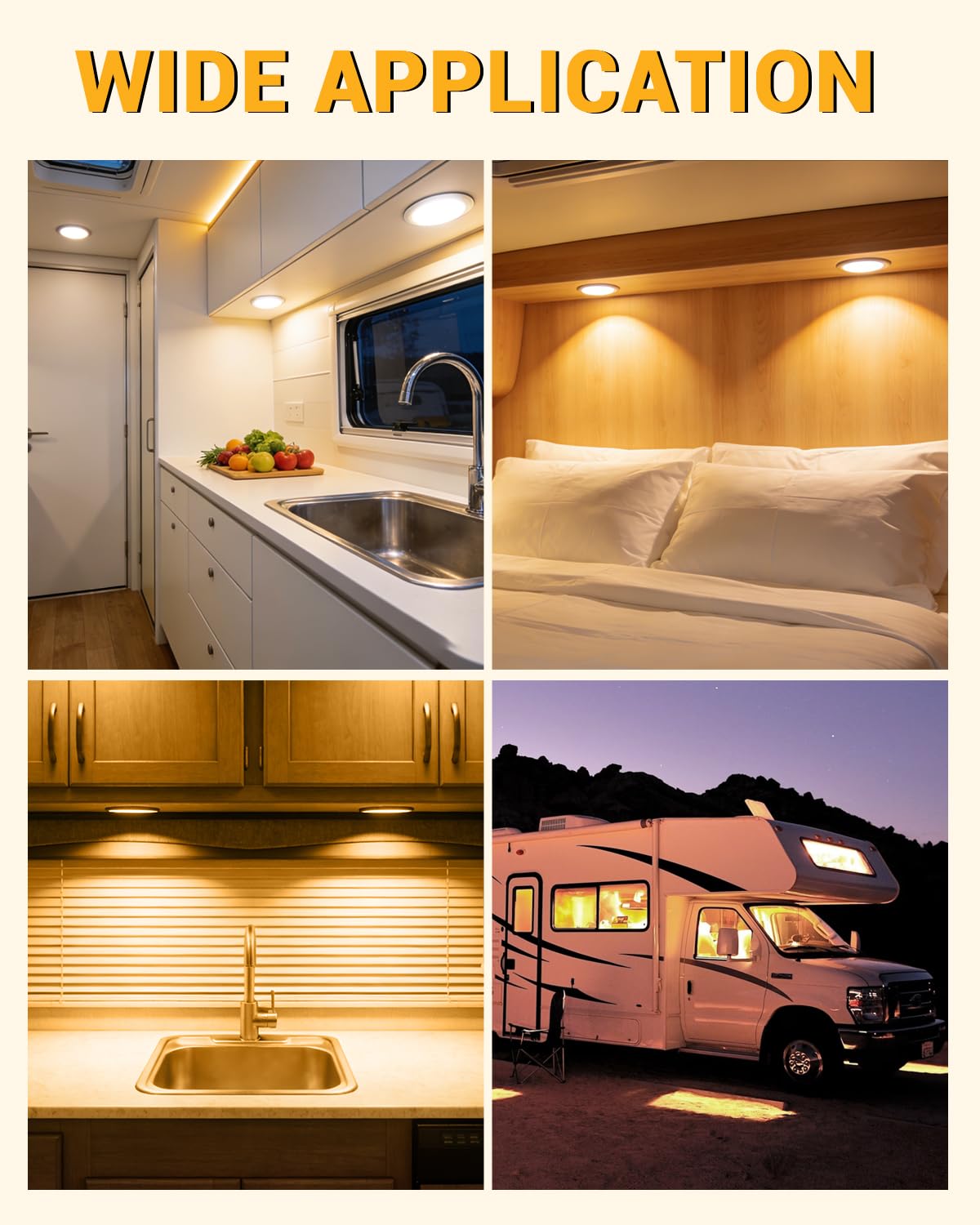 6 Pezzi Faretti 12 Volt per Camper Faretto 12V LED per Camper 3000K 210LM 5W Non Incasso per Roulotte Furgone Barca Cucina